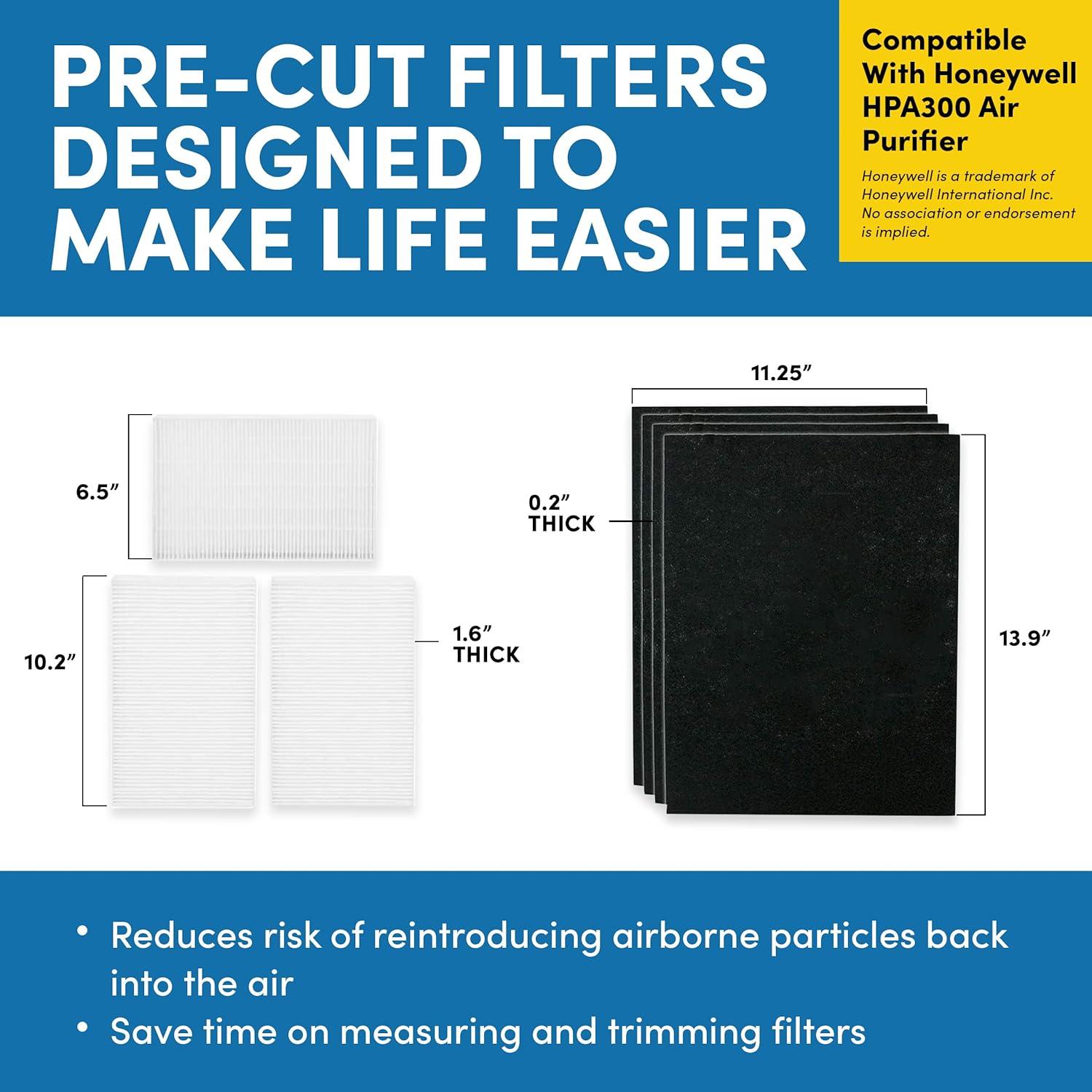 Filtros HEPA VEVA HPA300 para Purificador Honeywell - 3 HEPA + 4 Carbón