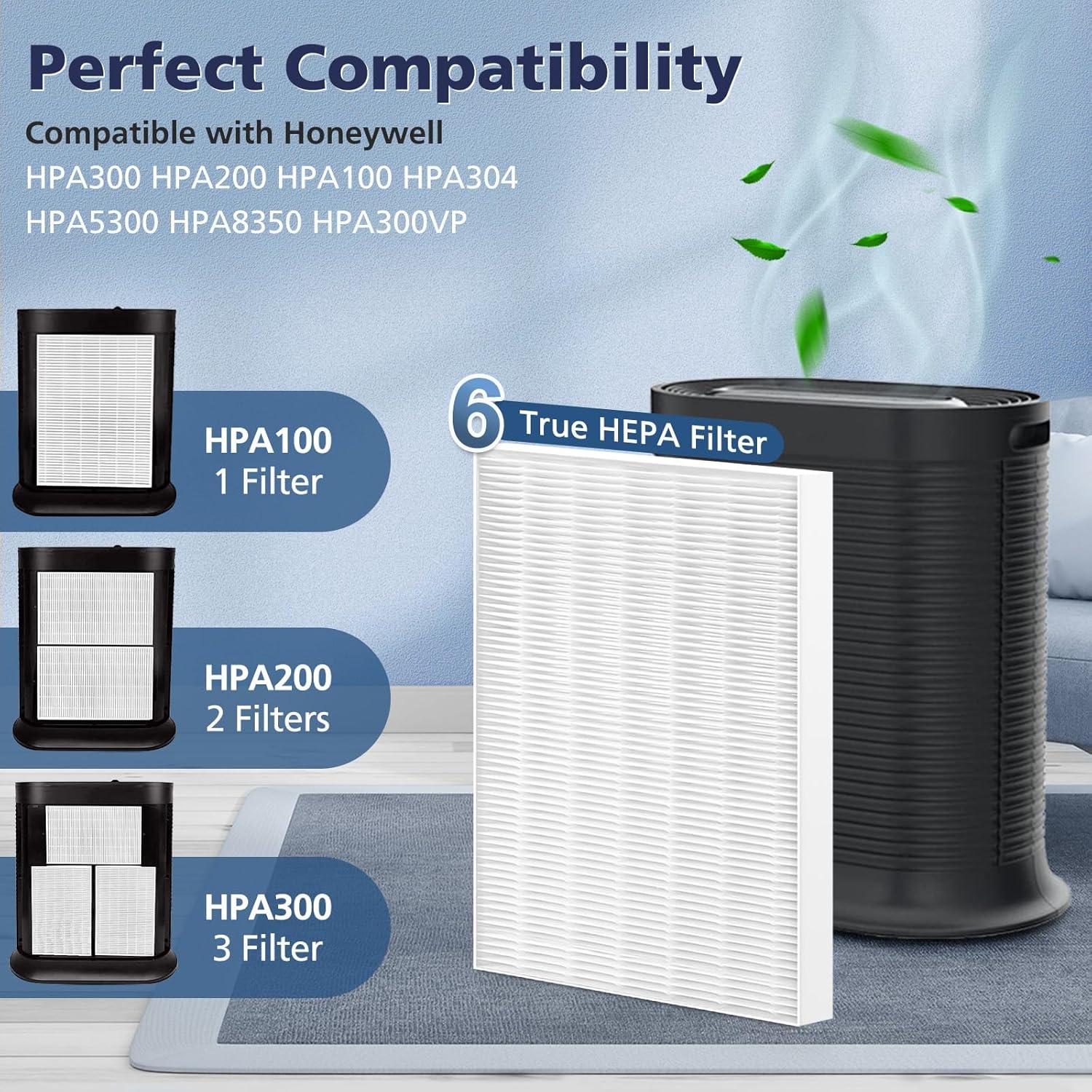 Paquete de 6 Filtros HEPA Cabiclean HRF-R3 para Honeywell HPA300