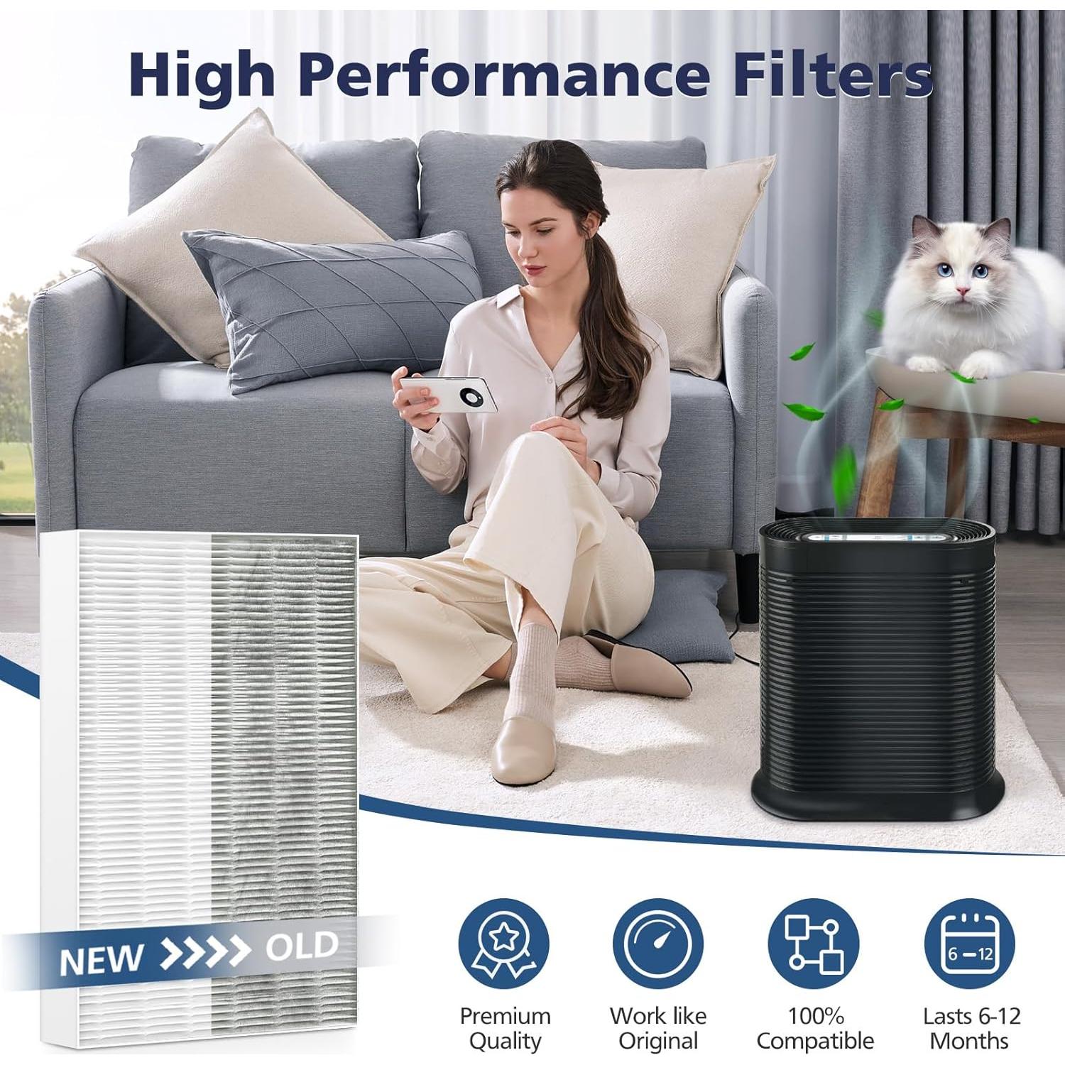 Paquete de 6 Filtros HEPA Cabiclean HRF-R3 para Honeywell HPA300