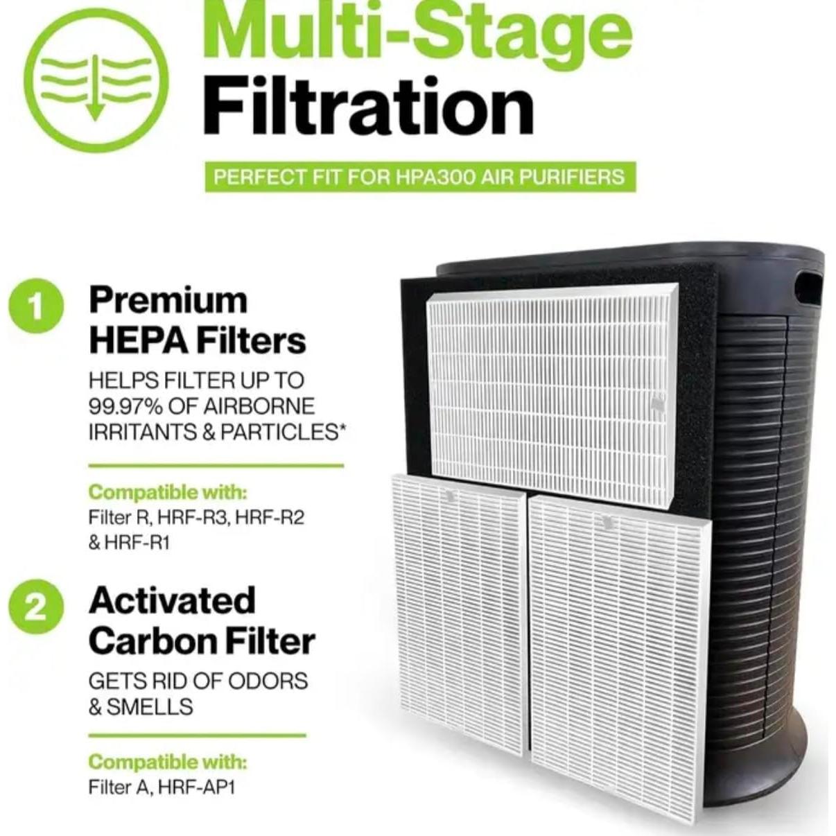 Paquete de 3 Filtros HEPA R Honeywell HPA300 Compatible