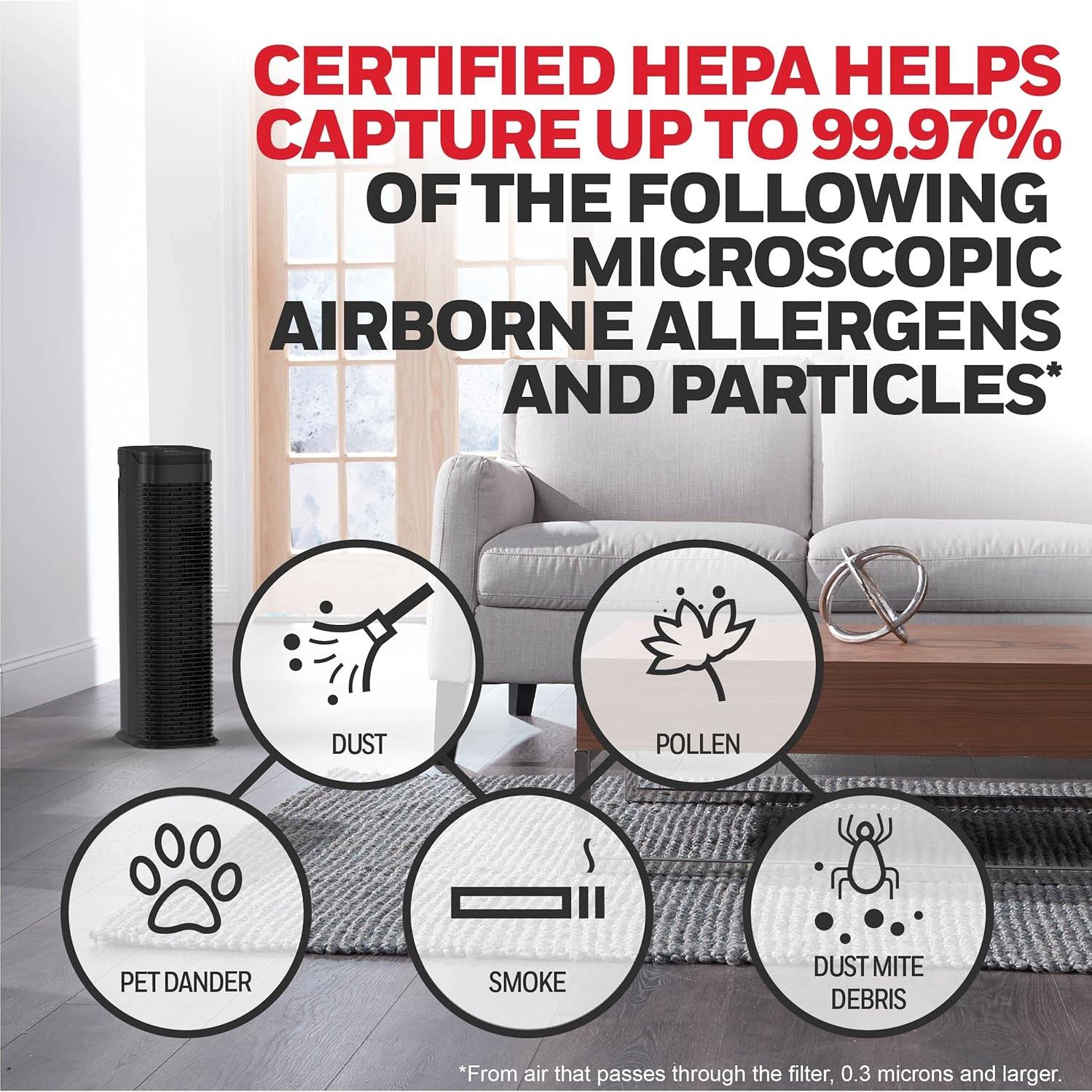 Purificador de Aire HEPA Honeywell HPA175B para Habitaciones Grandes