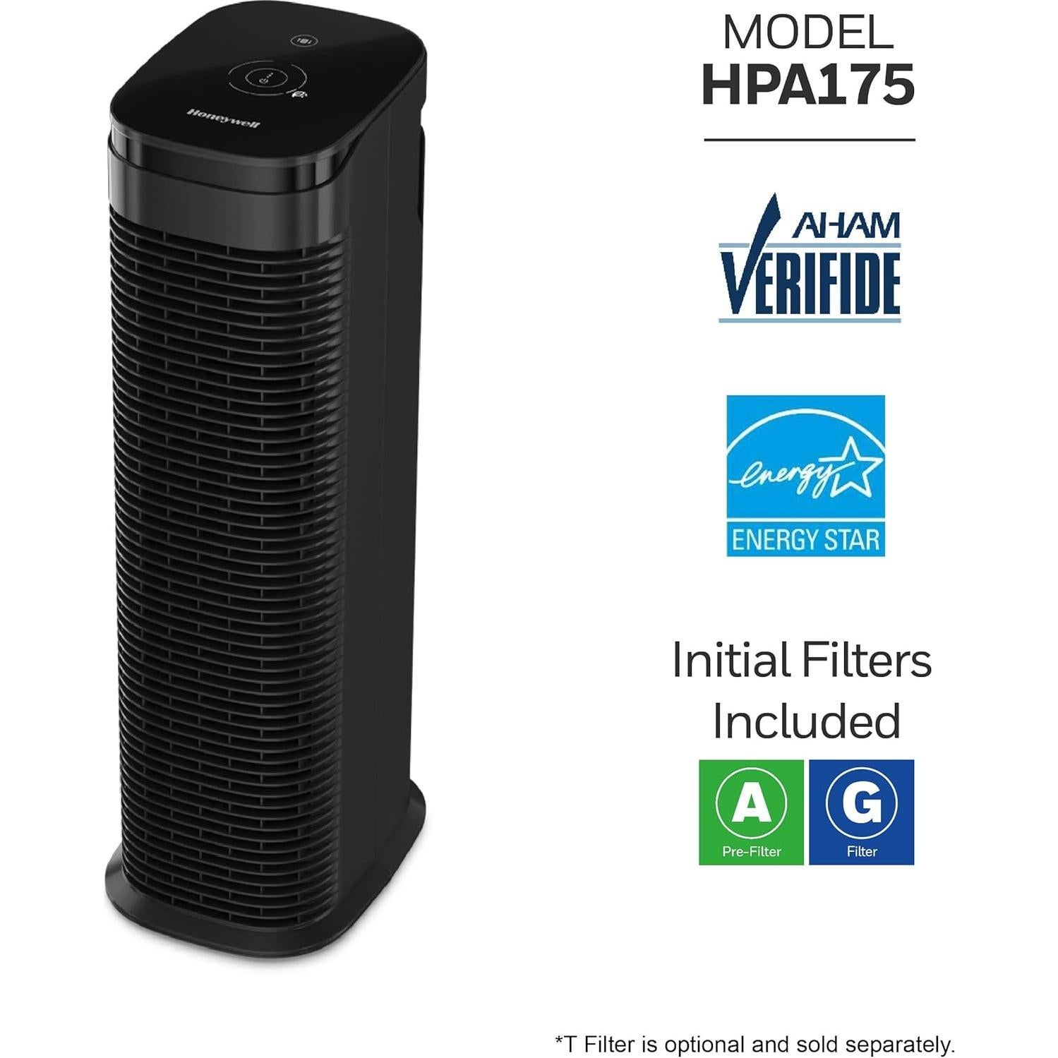 Purificador de Aire HEPA Honeywell HPA175B para Habitaciones Grandes