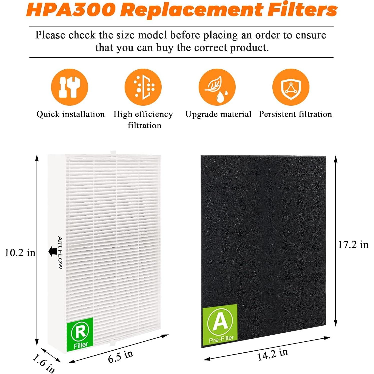 Paquete de 3 Filtros HEPA HPA300 y 6 de Carbón Activado Blutoget
