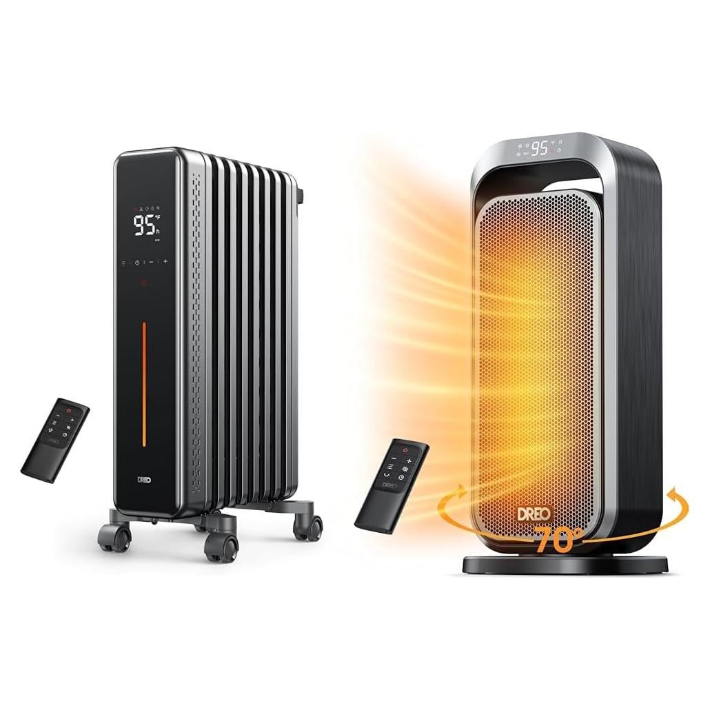 Calefactor Dreo 1500W Radiador de Aceite y Cerámico con Control Remoto