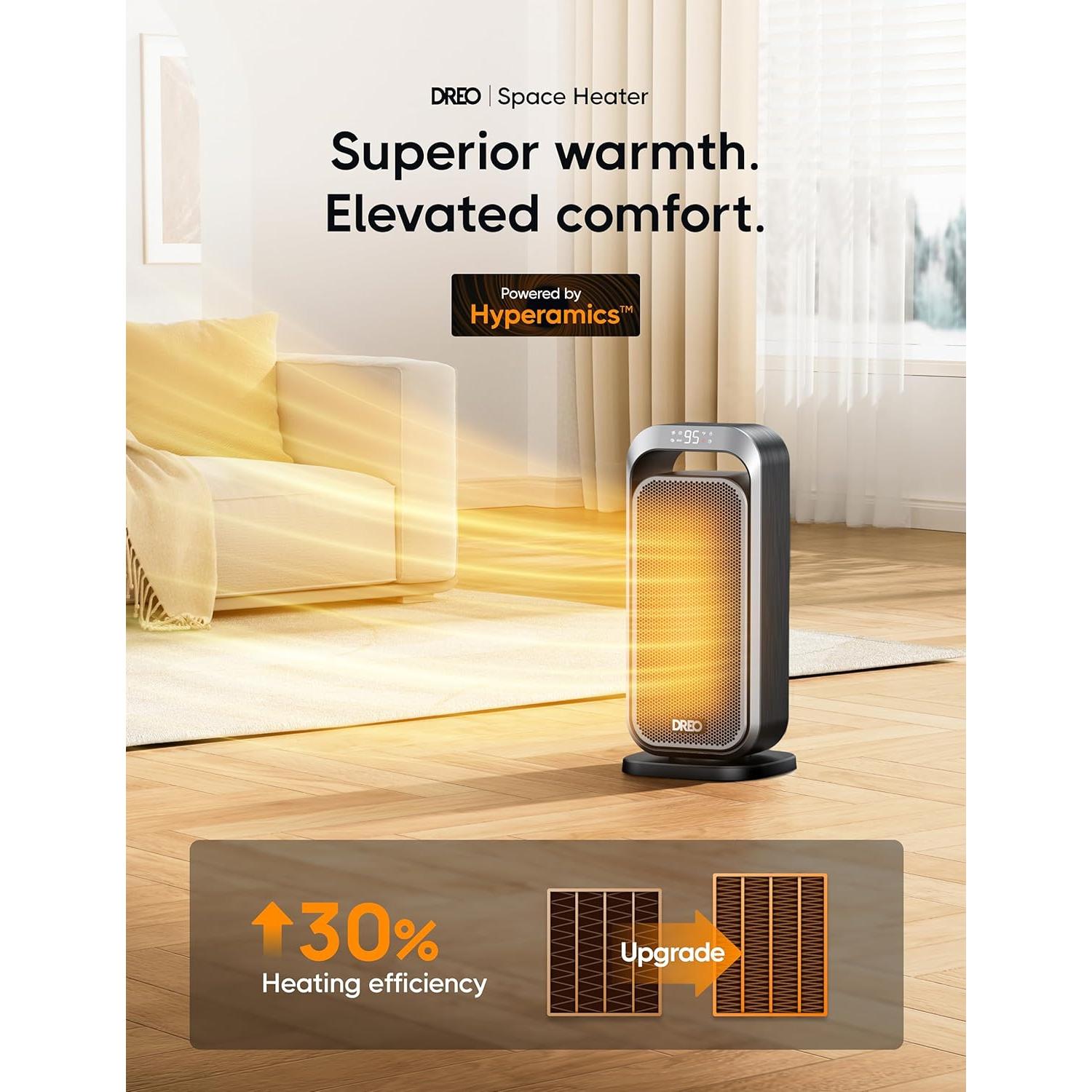 Calefactor Dreo 1500W Radiador de Aceite y Cerámico con Control Remoto