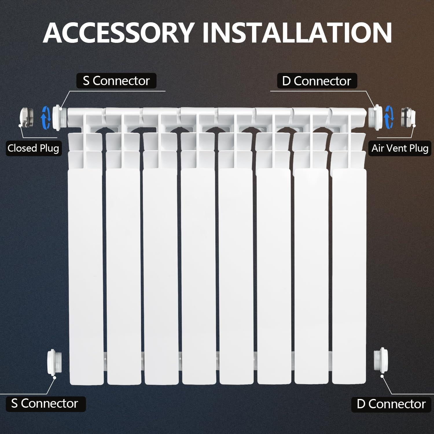 Radiador de Agua Caliente Eficiente Aluminio 8 Paneles 57x65cm