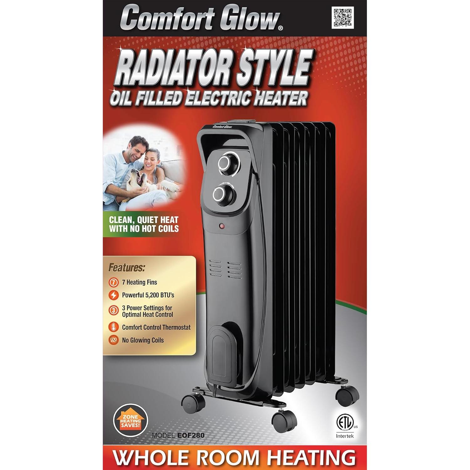Calentador de Radiador Lleno de Aceite Comfort Glow 1500W 7 Aletas