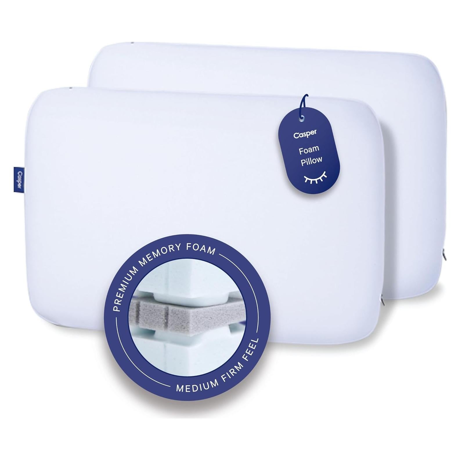 Almohada de Espuma Casper Estándar, Paquete de Dos, Blanca