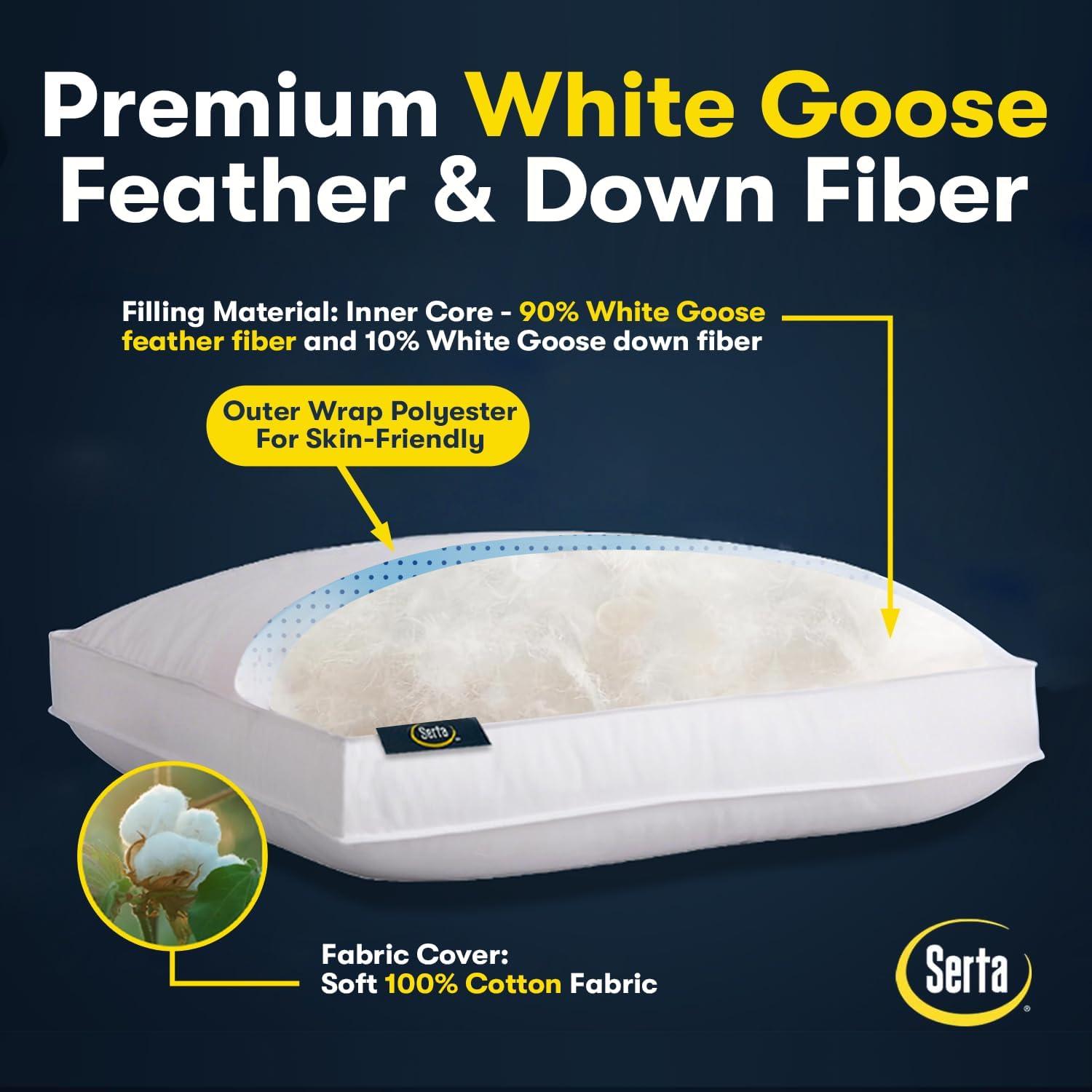 Cojines Serta Colección Hotel Pluma Ganso 90% Algodón Queen Set 2