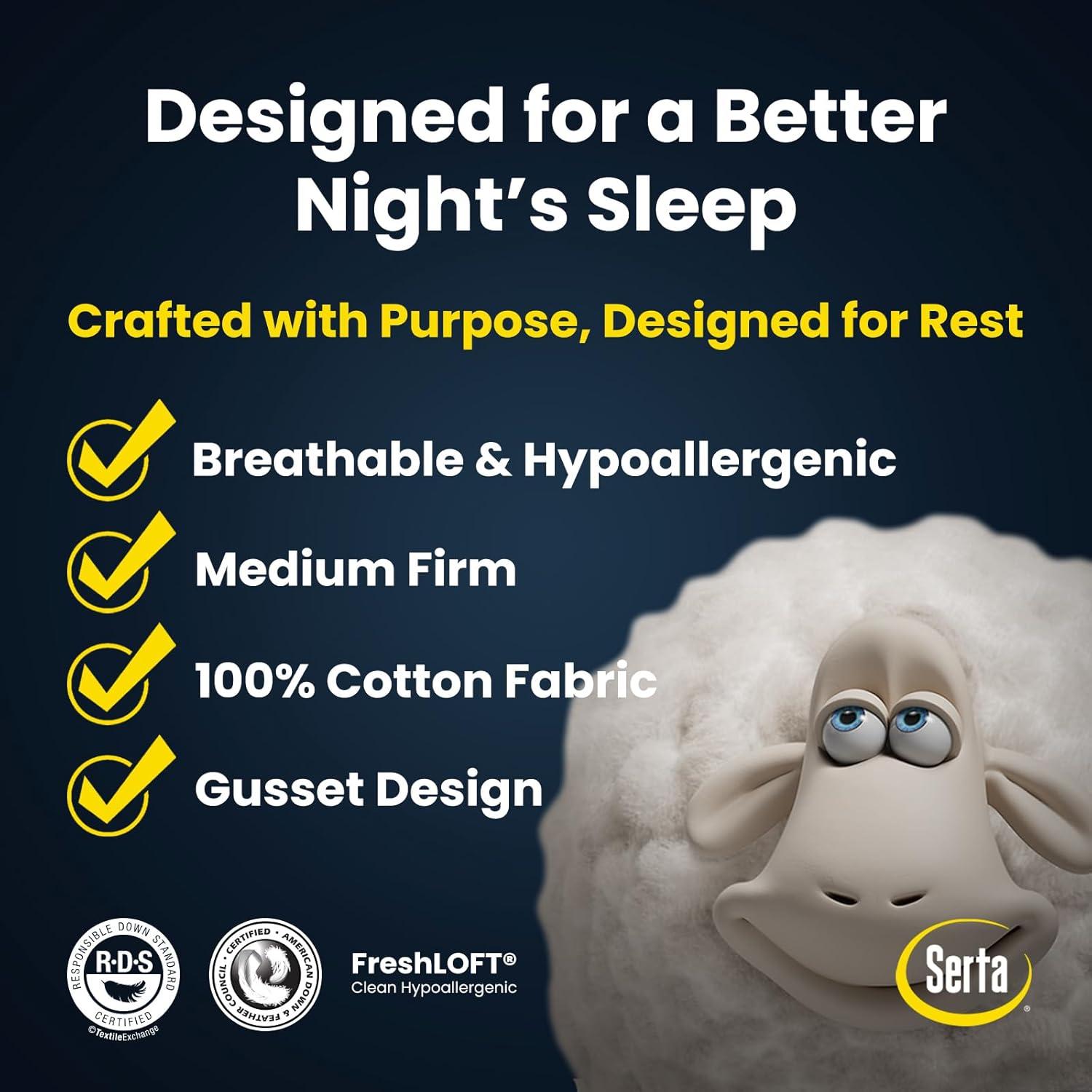 Cojines Serta Colección Hotel Pluma Ganso 90% Algodón Queen Set 2