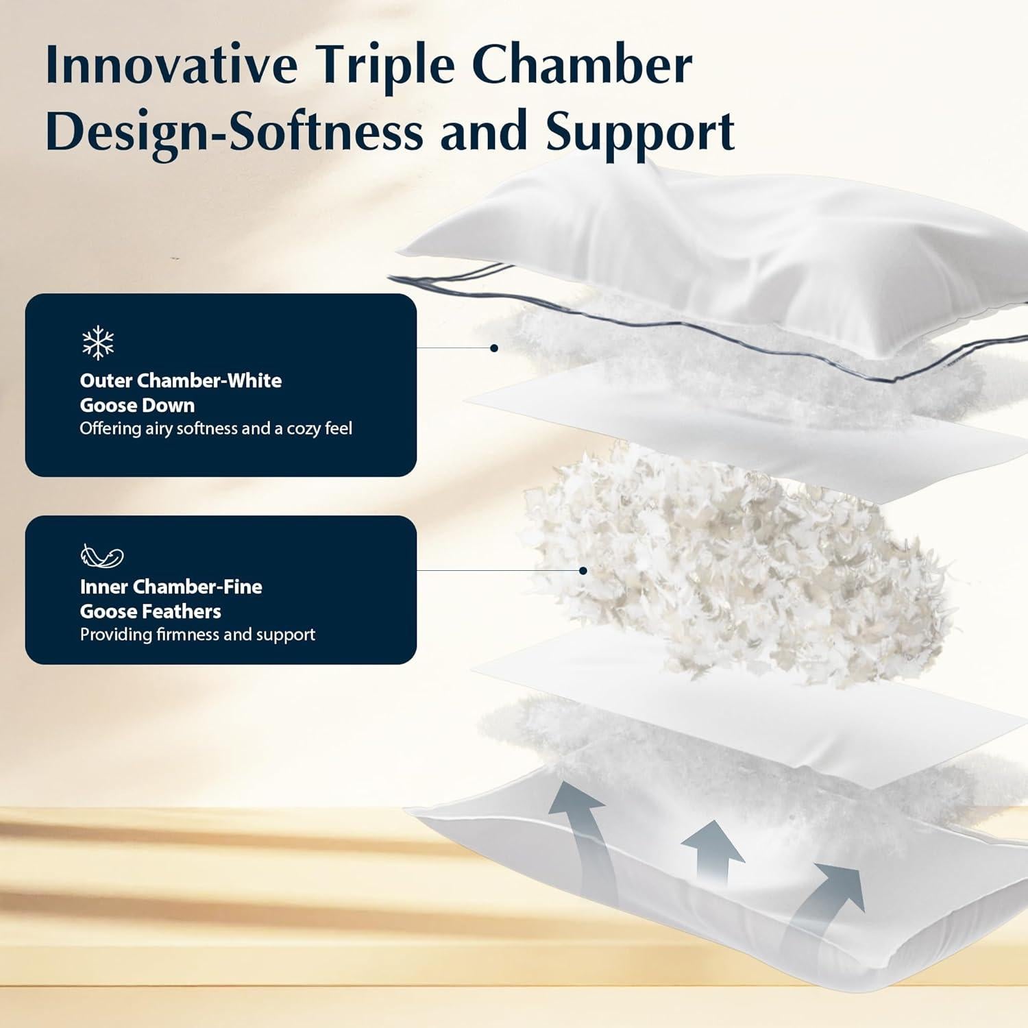 Juego de 2 almohadas Queen Pacific Coast plumas ganso hipoalergénicas