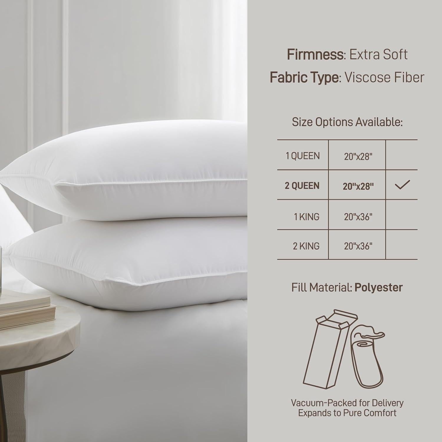 Juego de 2 Almohadas de Cama Alkyonos Hipoalergénicas 71x51cm