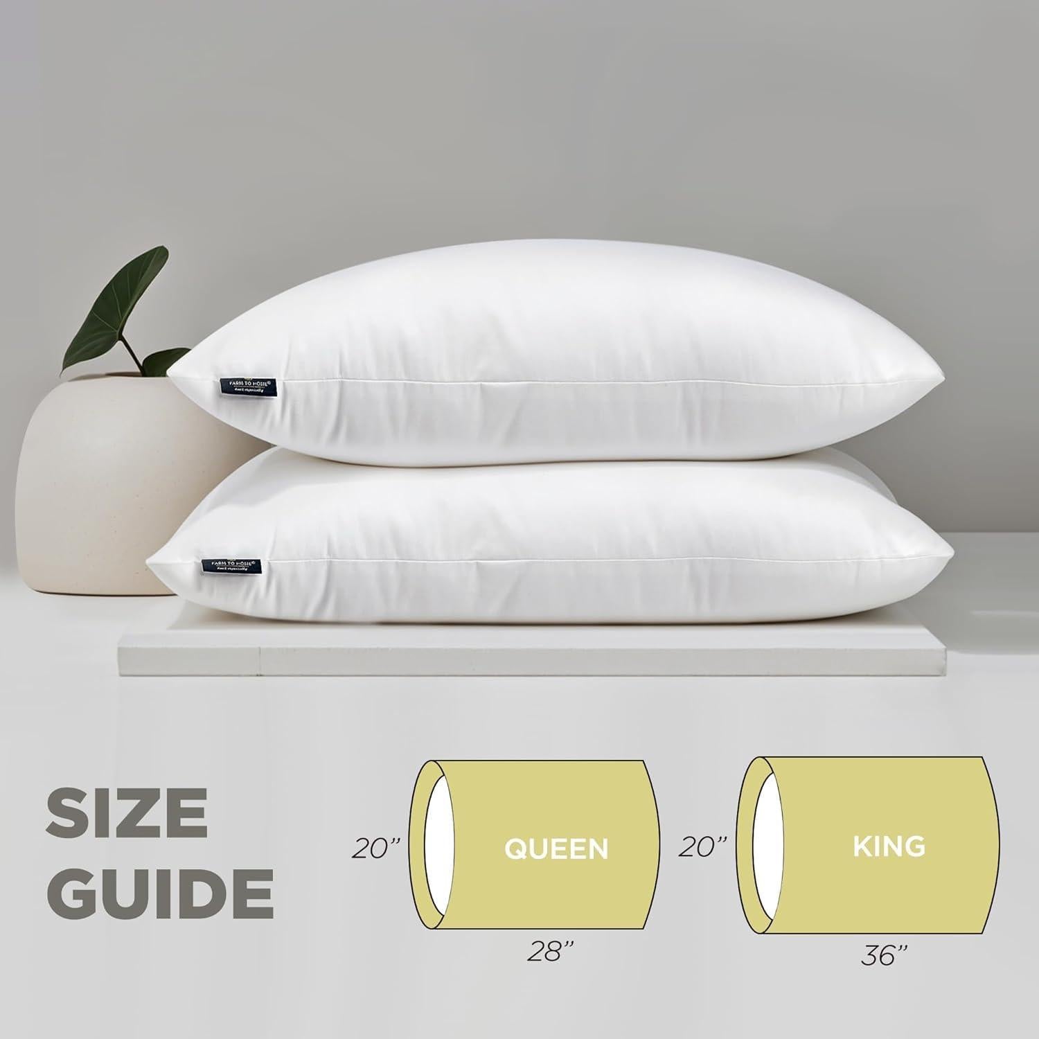 Almohadas Queen 100% Algodón Orgánico De la Granja a Casa - Paquete de 2