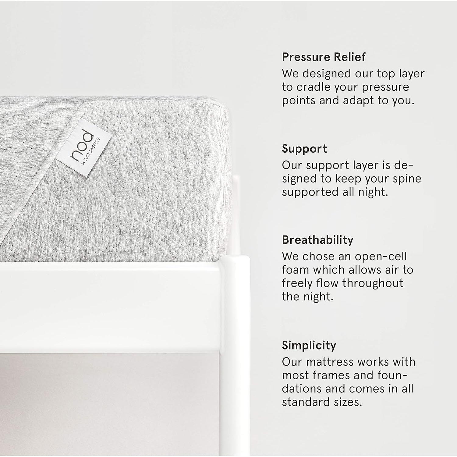 Colchón Reina Nod por Tuft & Needle + 2 Almohadas Espuma