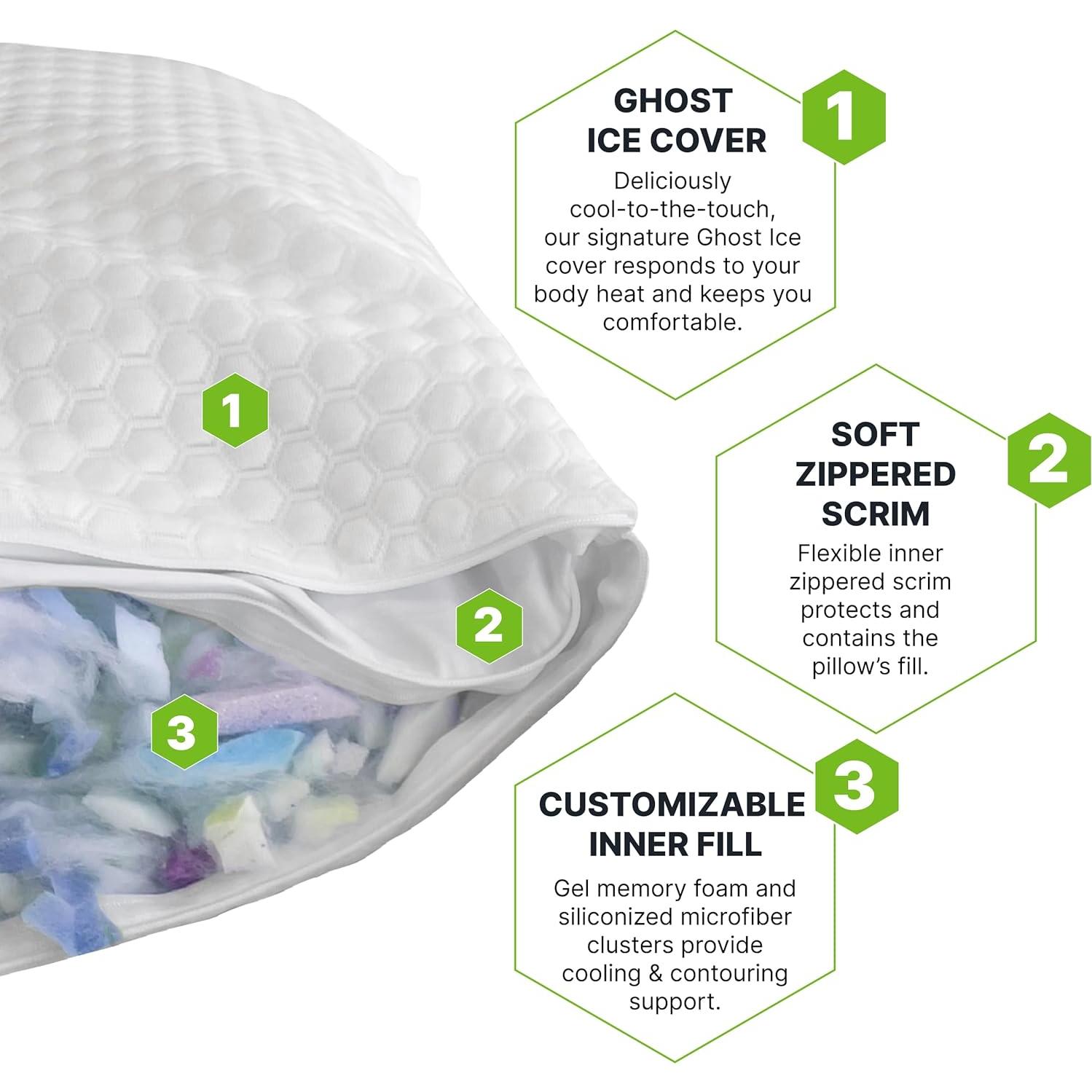 Almohada de Espuma Viscoelástica de Gel GhostBed Queen - 2 Unidades