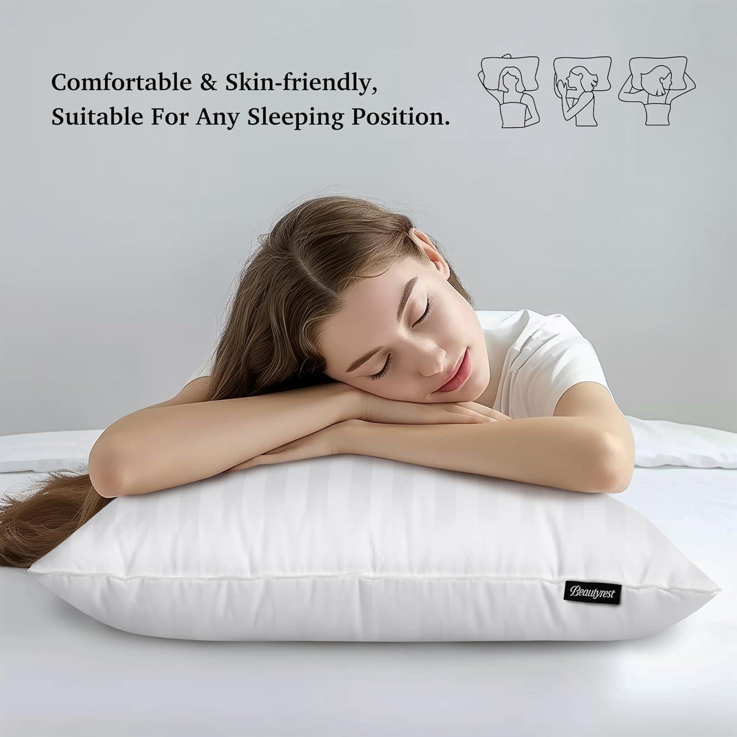 Almohadas de Plumas de Ganso Beautyrest Queen Hipoalergénicas Pack 2