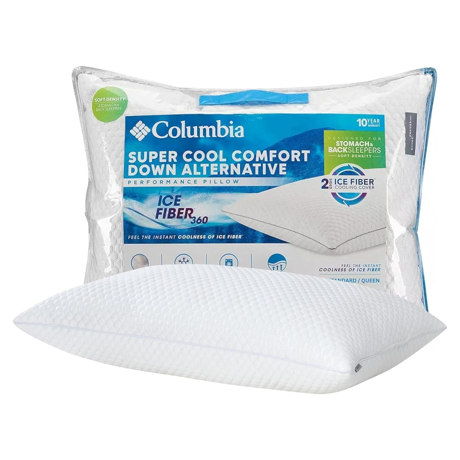 Almohada Columbia Comfort Ice Fiber para Dormir Espalda y Estómago