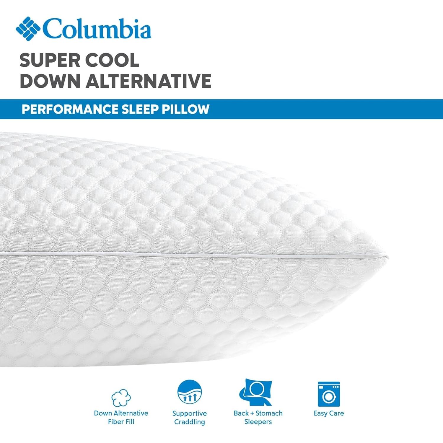 Almohada Columbia Comfort Ice Fiber para Dormir Espalda y Estómago