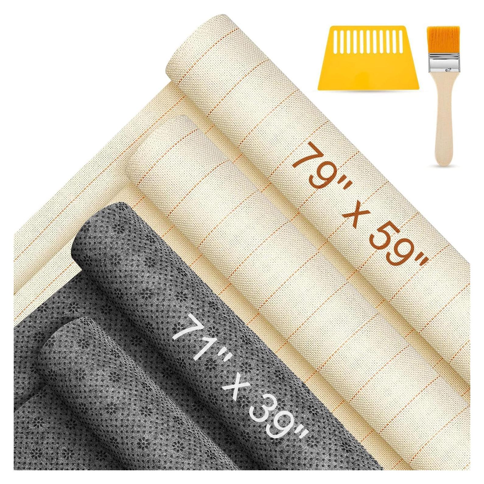 Kit de Tela de Tufting Tudomro 6 Pcs 2x1.5m y 1.8x1m Antideslizante