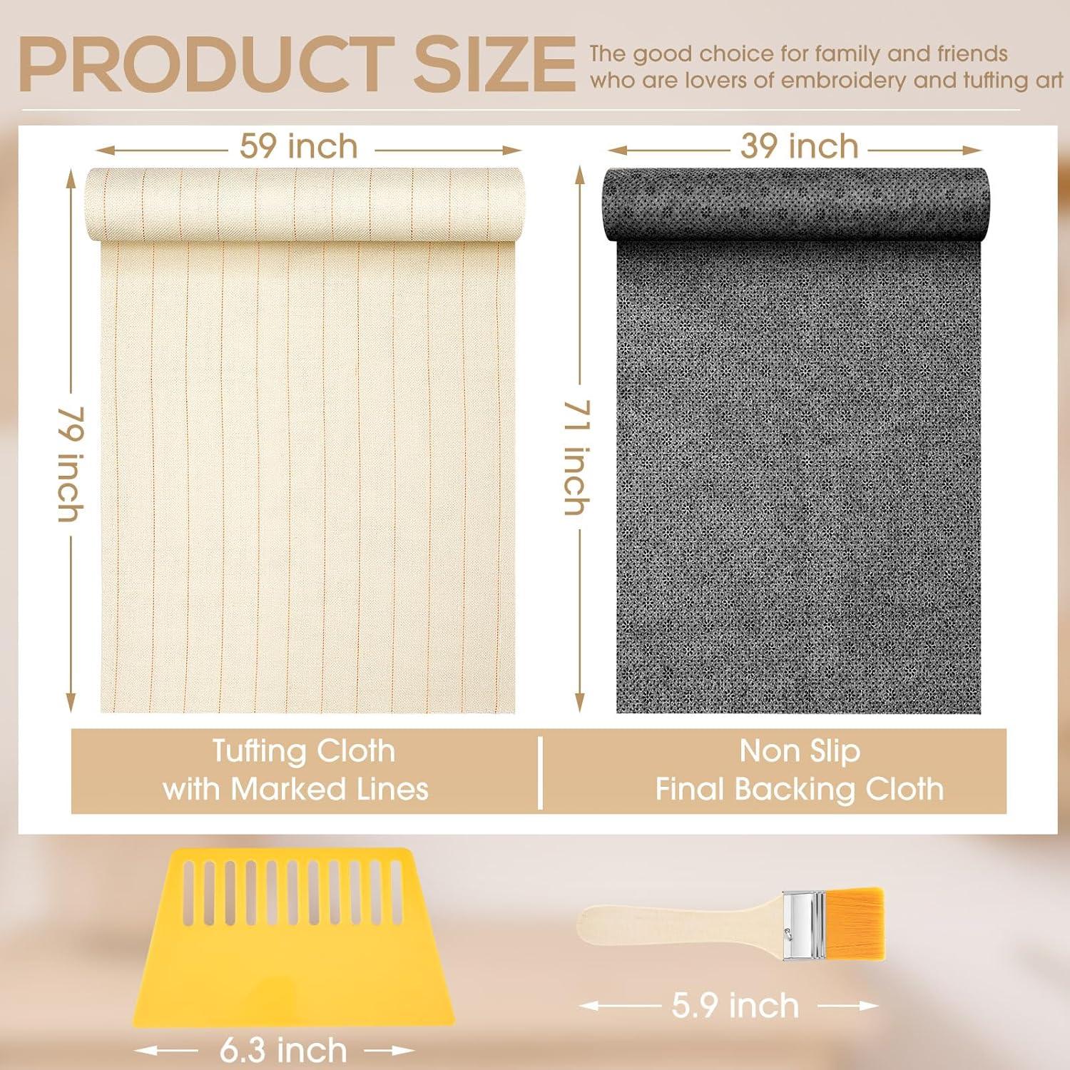 Kit de Tela de Tufting Tudomro 6 Pcs 2x1.5m y 1.8x1m Antideslizante