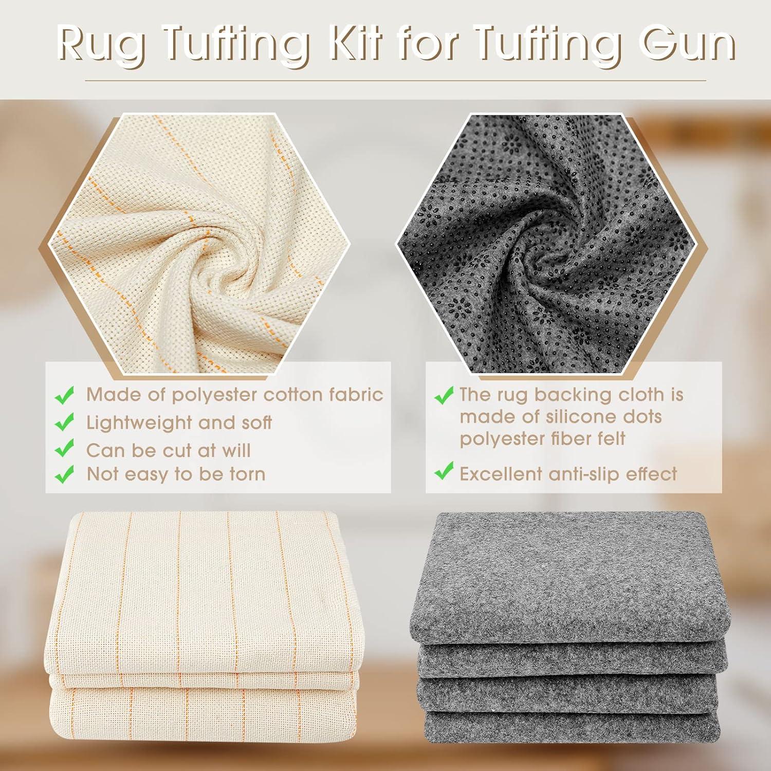 Kit de Tela de Tufting Tudomro 6 Pcs 2x1.5m y 1.8x1m Antideslizante