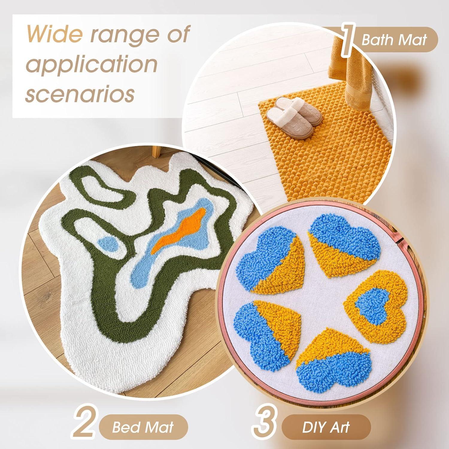 Kit de Tela de Tufting Tudomro 6 Pcs 2x1.5m y 1.8x1m Antideslizante