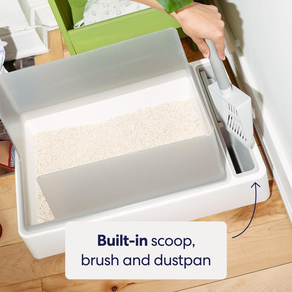 Caja de Arena Abierta Tuft & Paw Cove para Gatos Grandes - Blanco/Gris