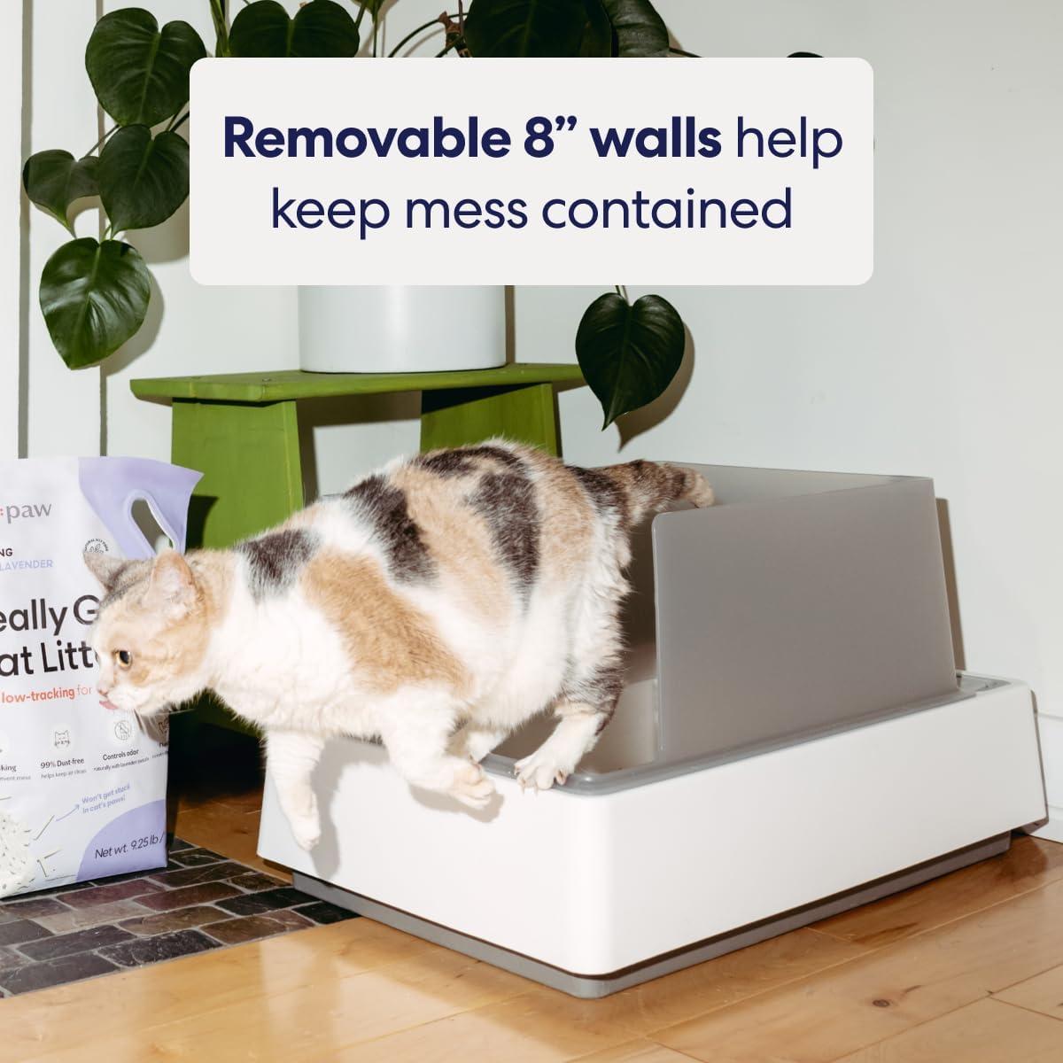 Caja de Arena Abierta Tuft & Paw Cove para Gatos Grandes - Blanco/Gris