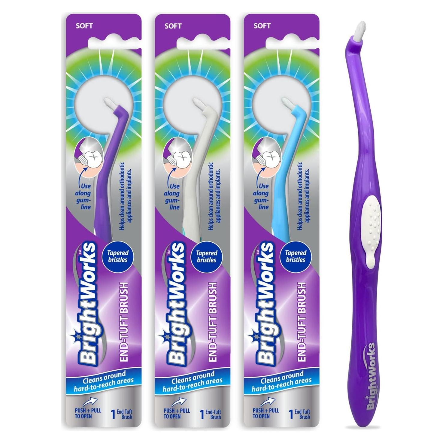 Cepillo Manual Tuft BrightWorks para Áreas Difíciles - Paquete de 3