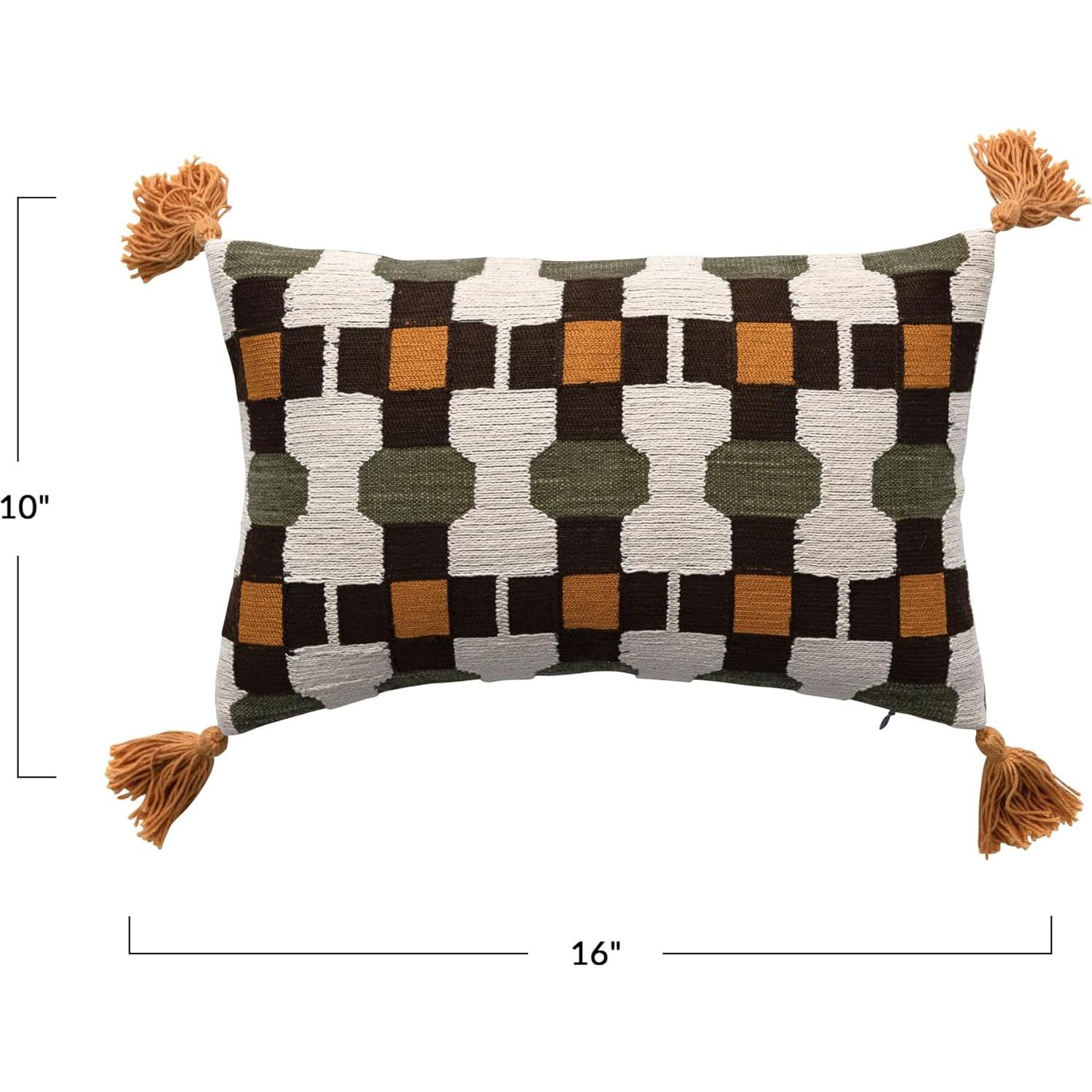 Almohada Lumbar Bordada 40.64 cm Algodón Geométrico Creative Co-Op