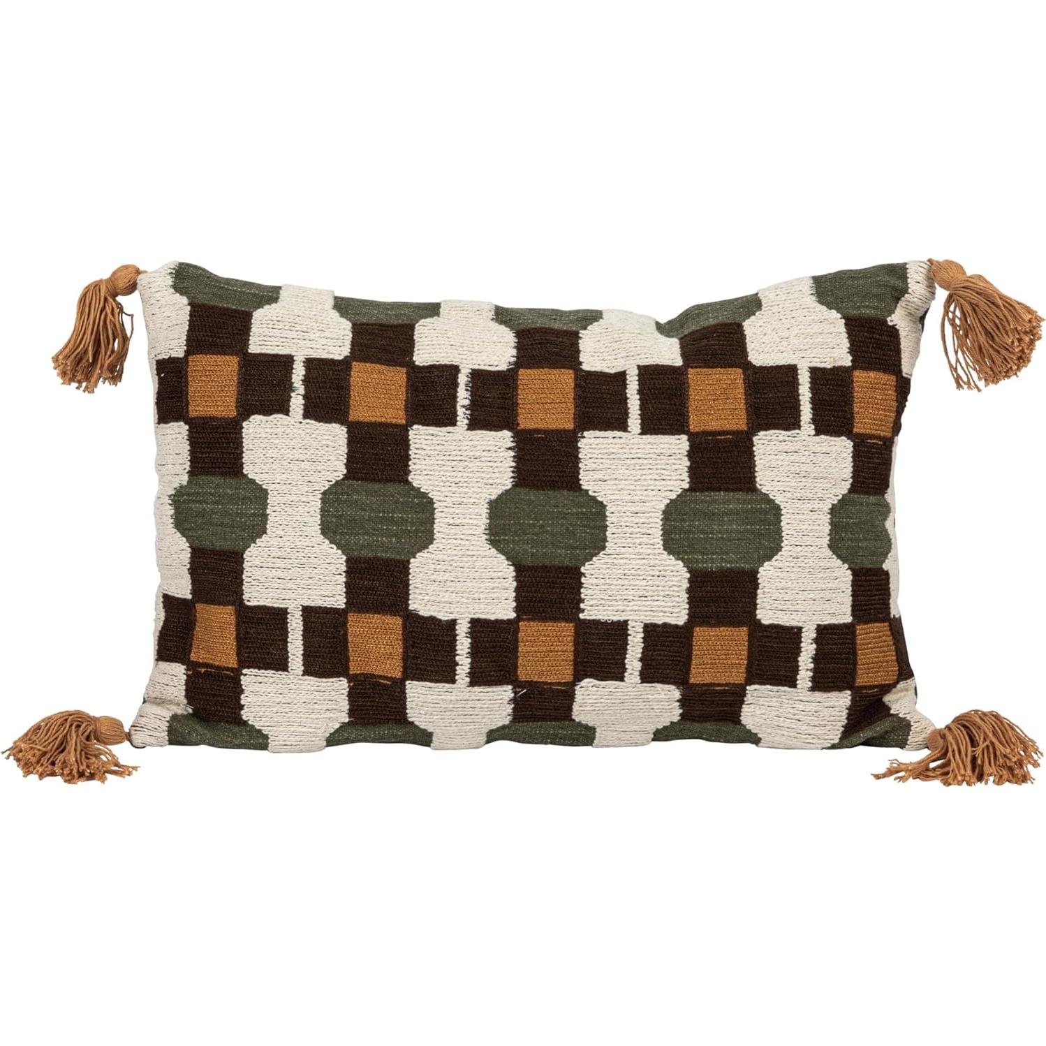 Almohada Lumbar Bordada 40.64 cm Algodón Geométrico Creative Co-Op