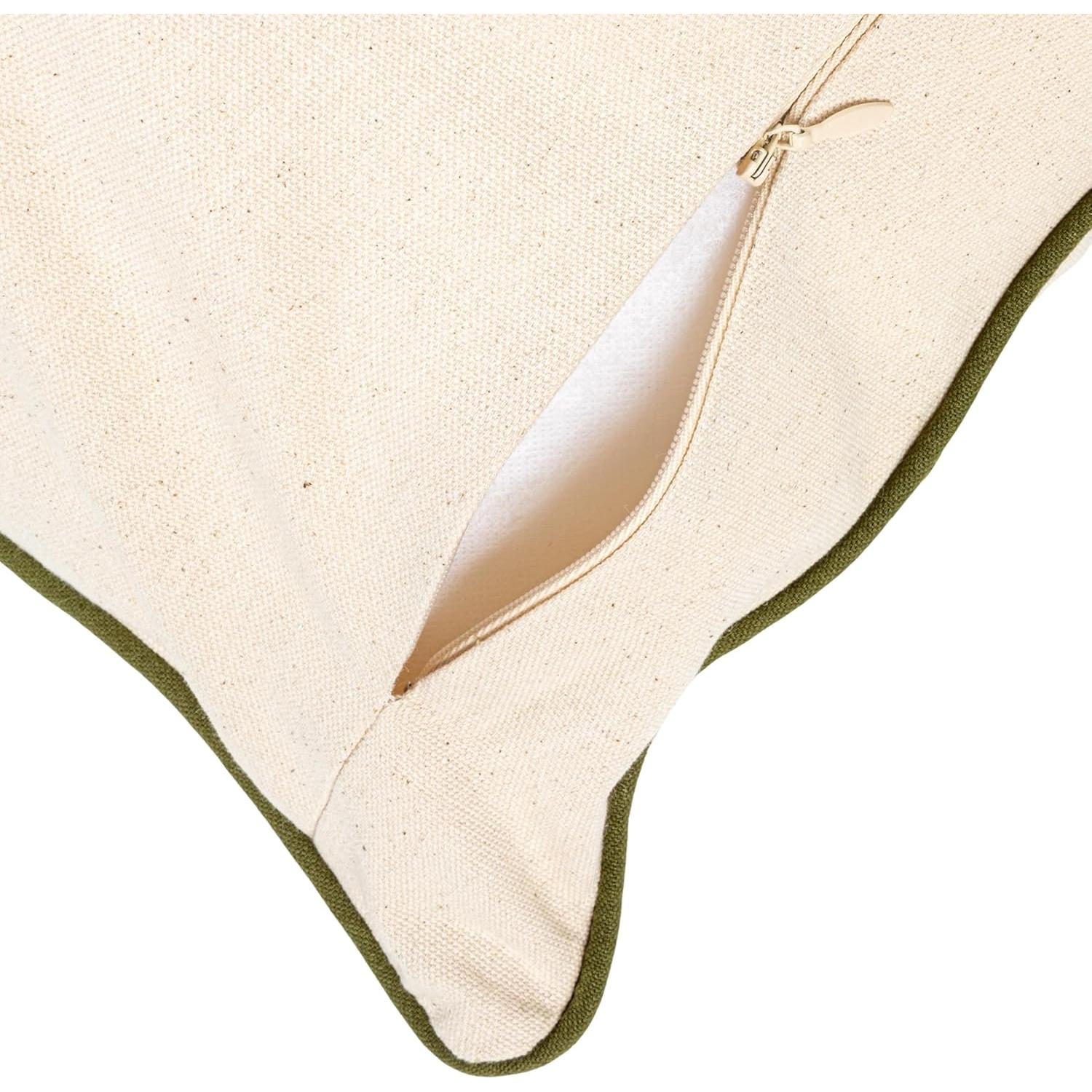 Almohada Lumbar Algodón Creative Co-Op 81x36 cm Bordado Helechos