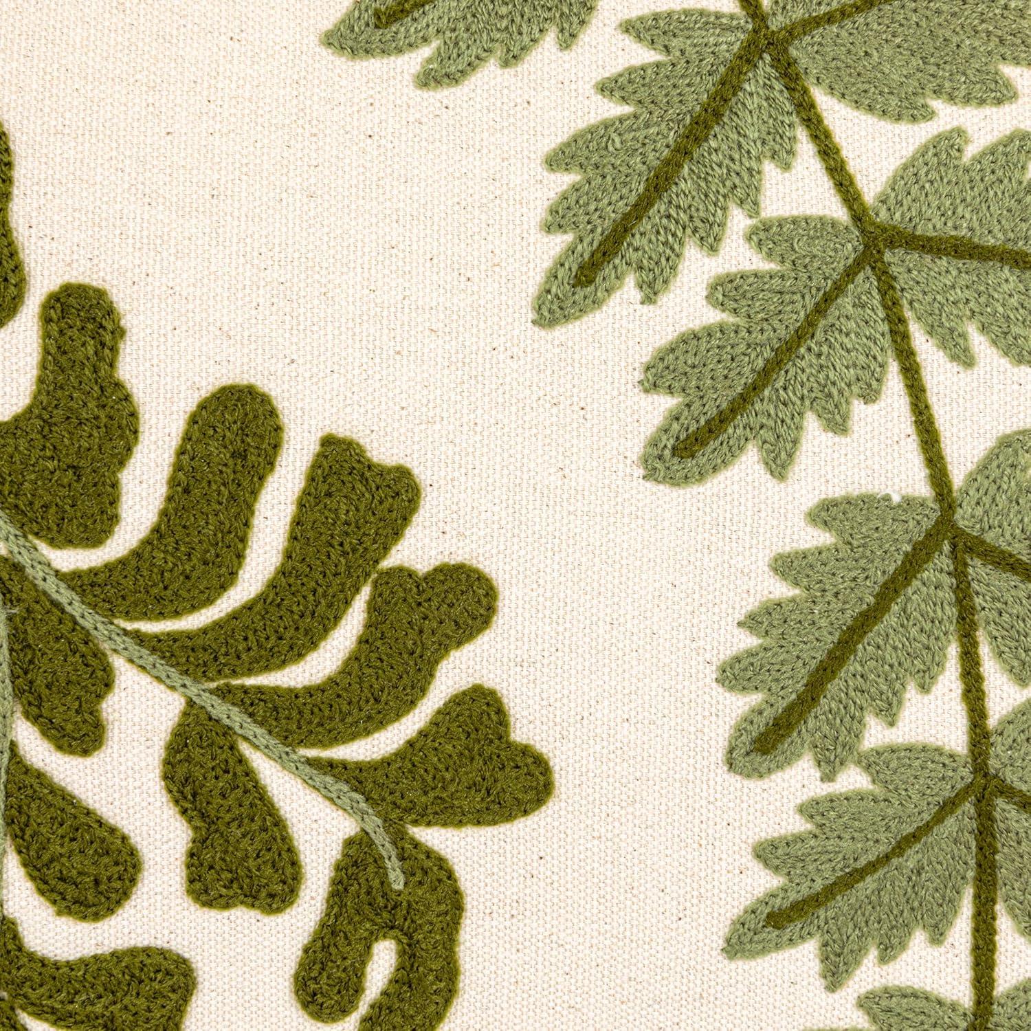 Almohada Lumbar Algodón Creative Co-Op 81x36 cm Bordado Helechos