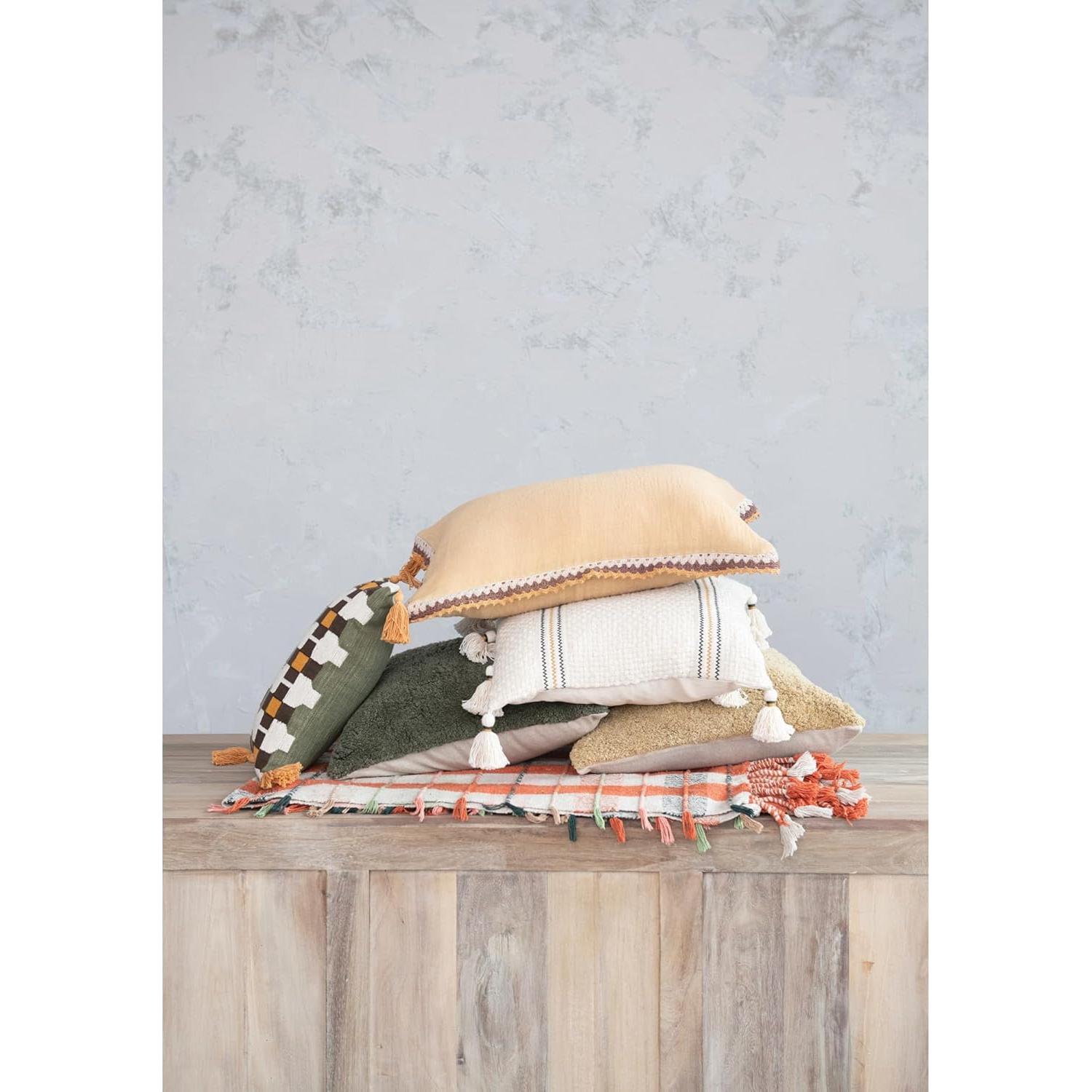 Almohada Cuadrada Acolchada 45.72 cm Algodón Mostaza Creative Co-Op