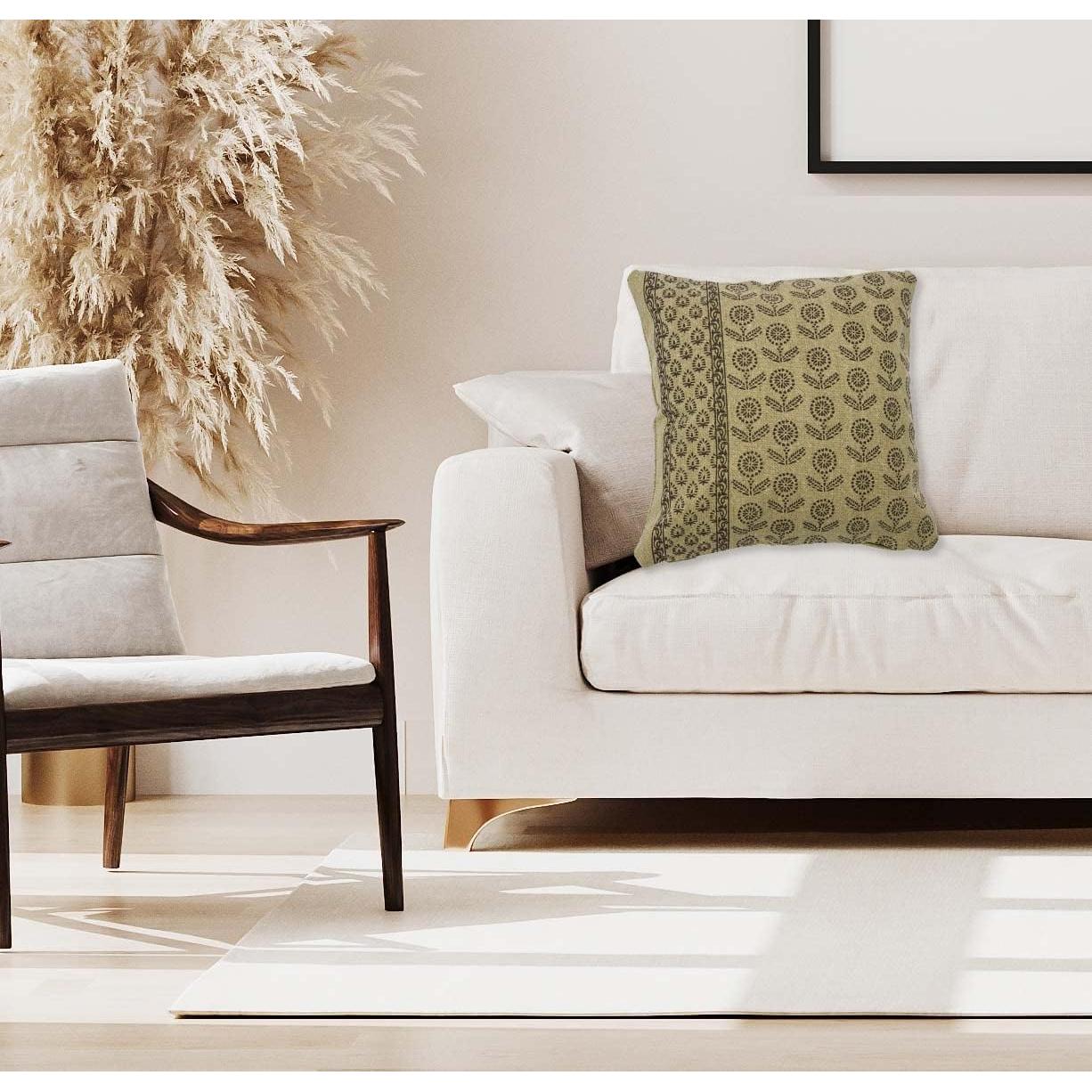 Funda de Almohada Cuadrada Floral Verde Oliva 50.8 cm Creative Co-Op