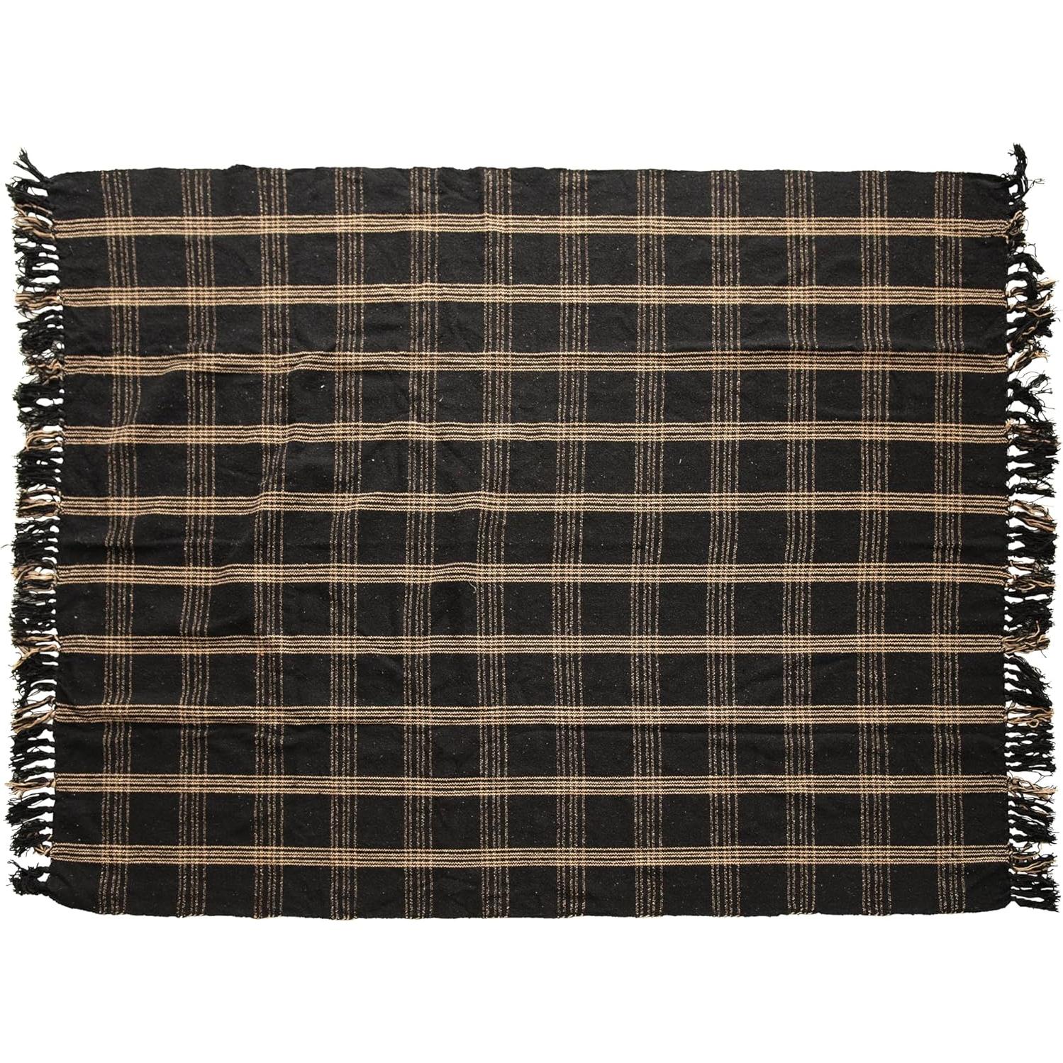 Manta Tejida de Algodón Reclamado con Flecos 152x127 cm