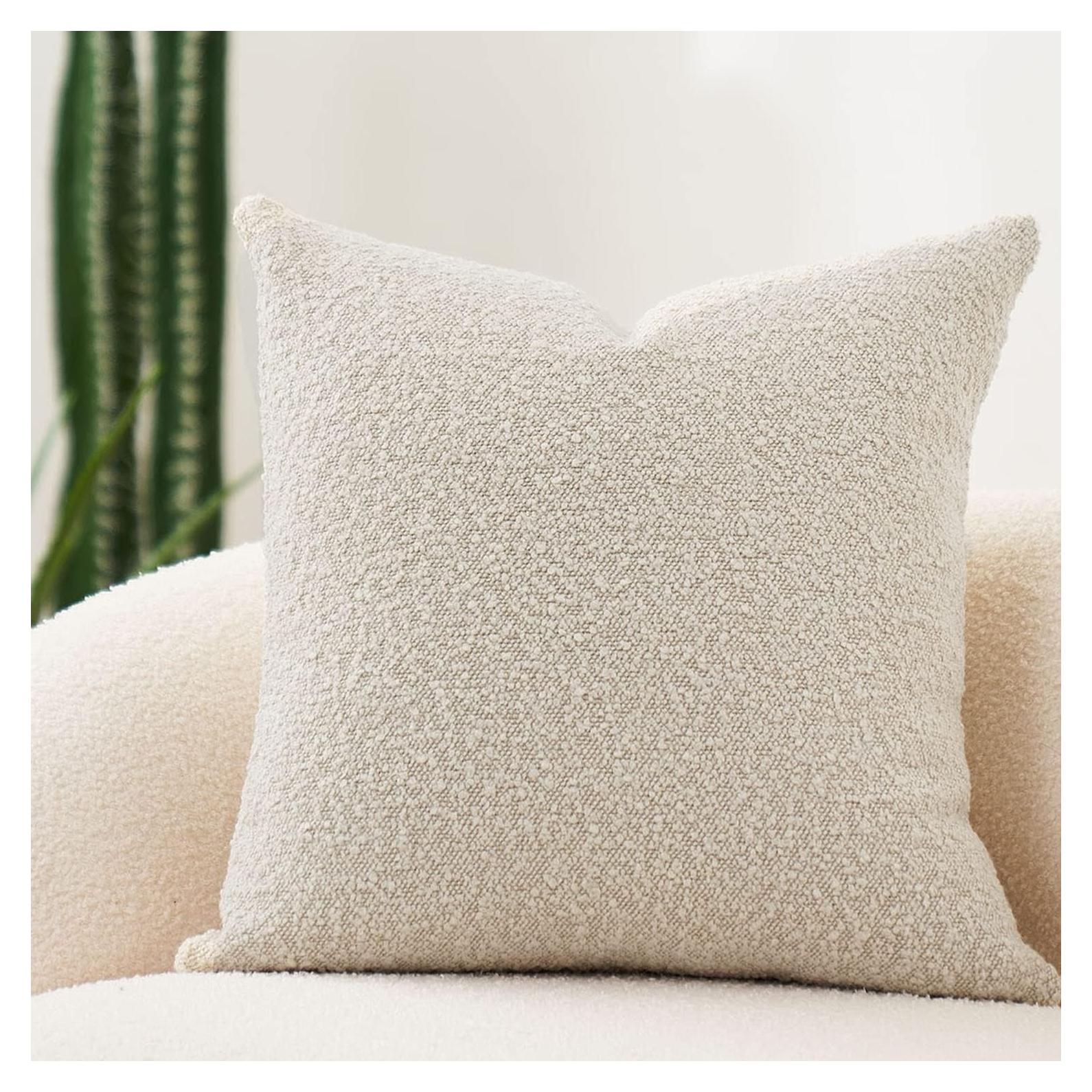 Funda de Almohada Decorativa DOMVITUS Boucle 60x60 Crema Mantequilla