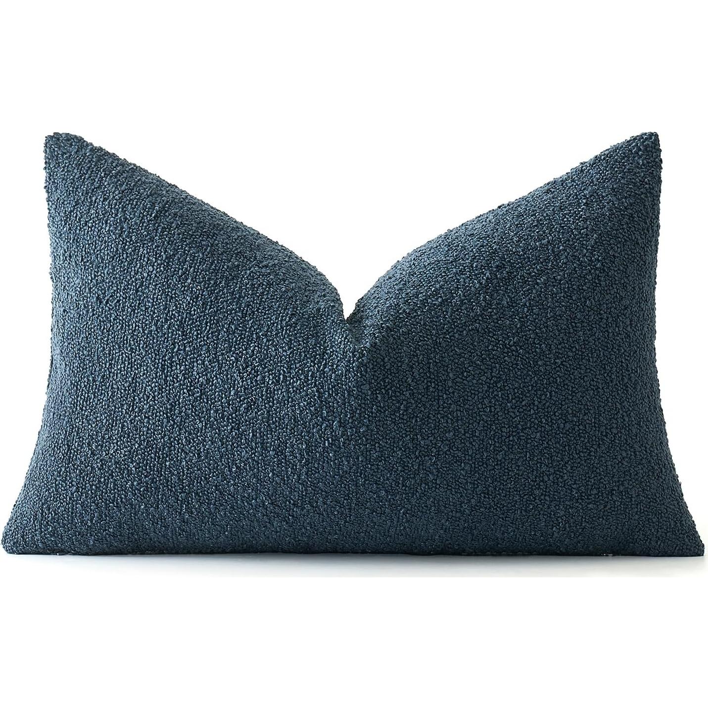 Funda de Almohada Texturizada Boucle MIULEE Azul Oscuro 30x50 cm