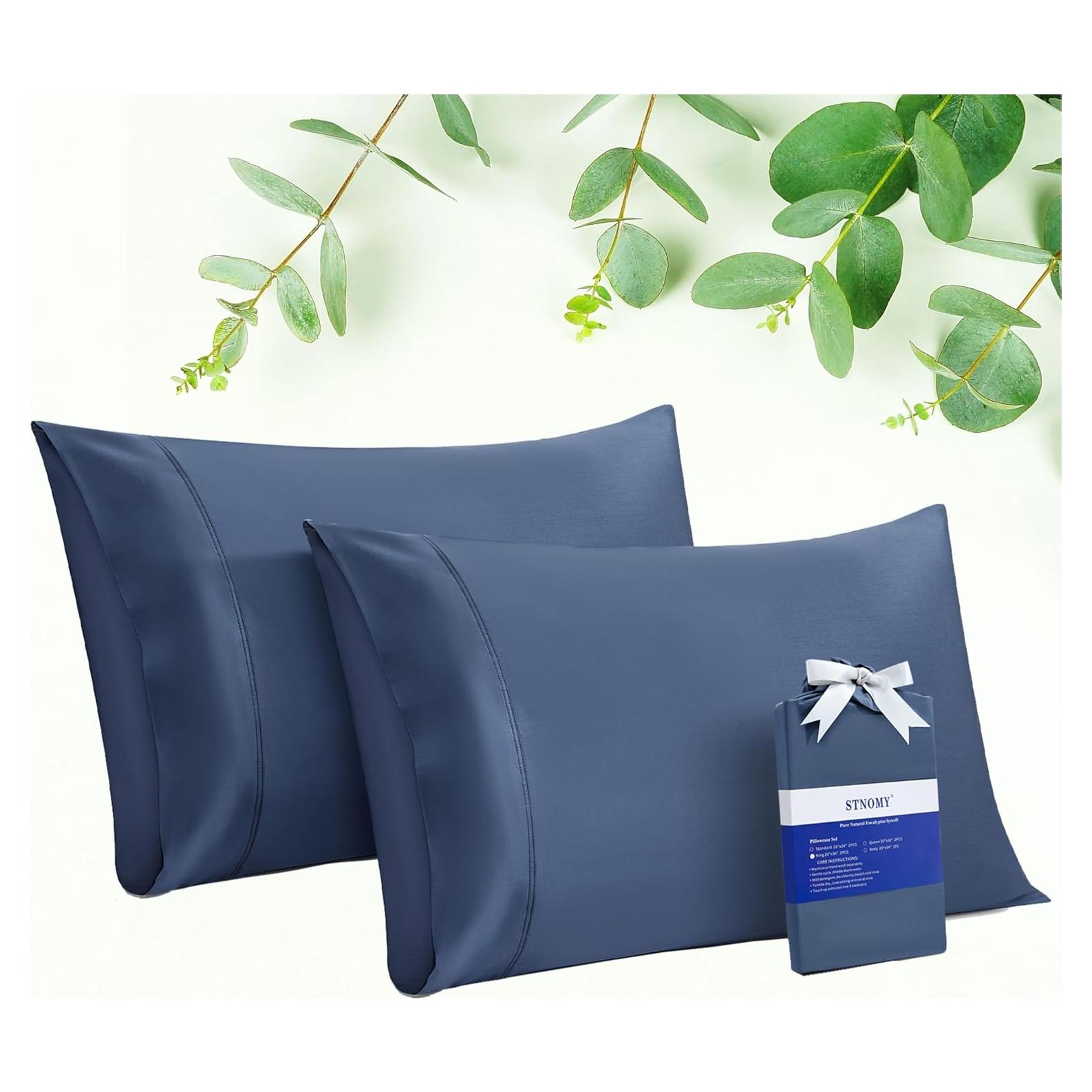 Juego de Fundas de Almohada Stnomy 100% Eucalipto Rey Marino