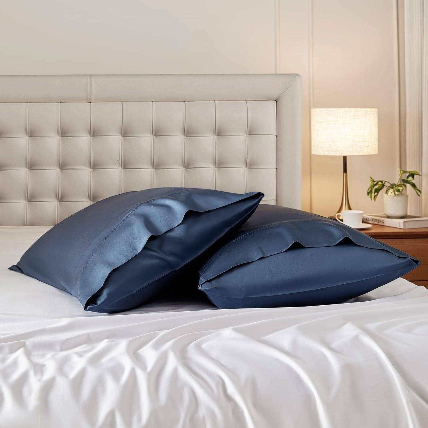 Juego de Fundas de Almohada Stnomy 100% Eucalipto Rey Marino