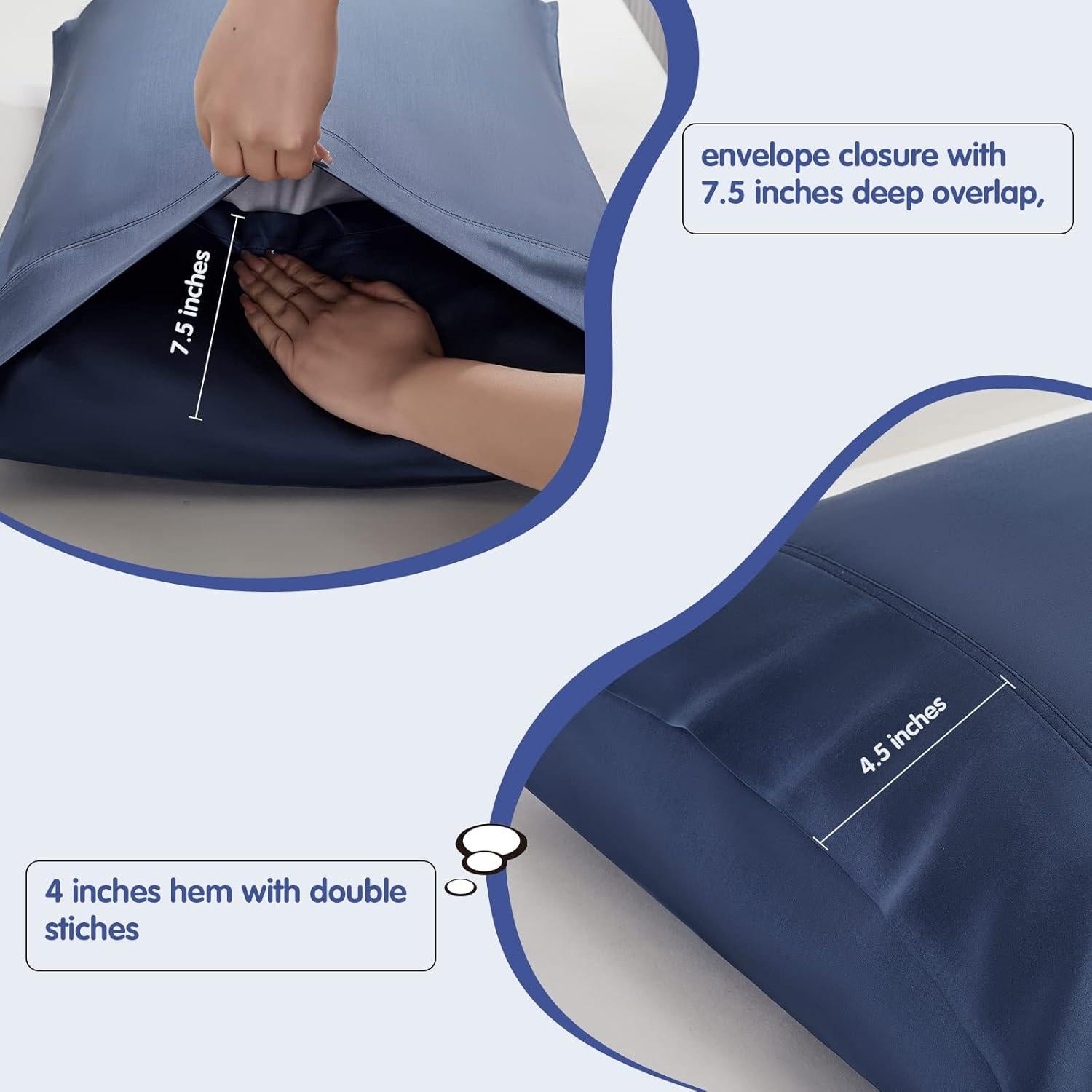 Juego de Fundas de Almohada Stnomy 100% Eucalipto Rey Marino