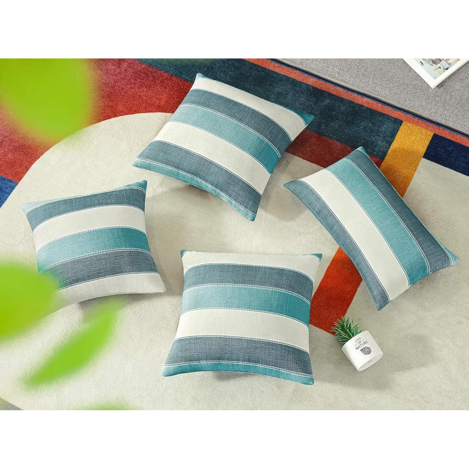 Fundas de Almohada Decorativas AmHoo 50x50 cm Rayas Granja