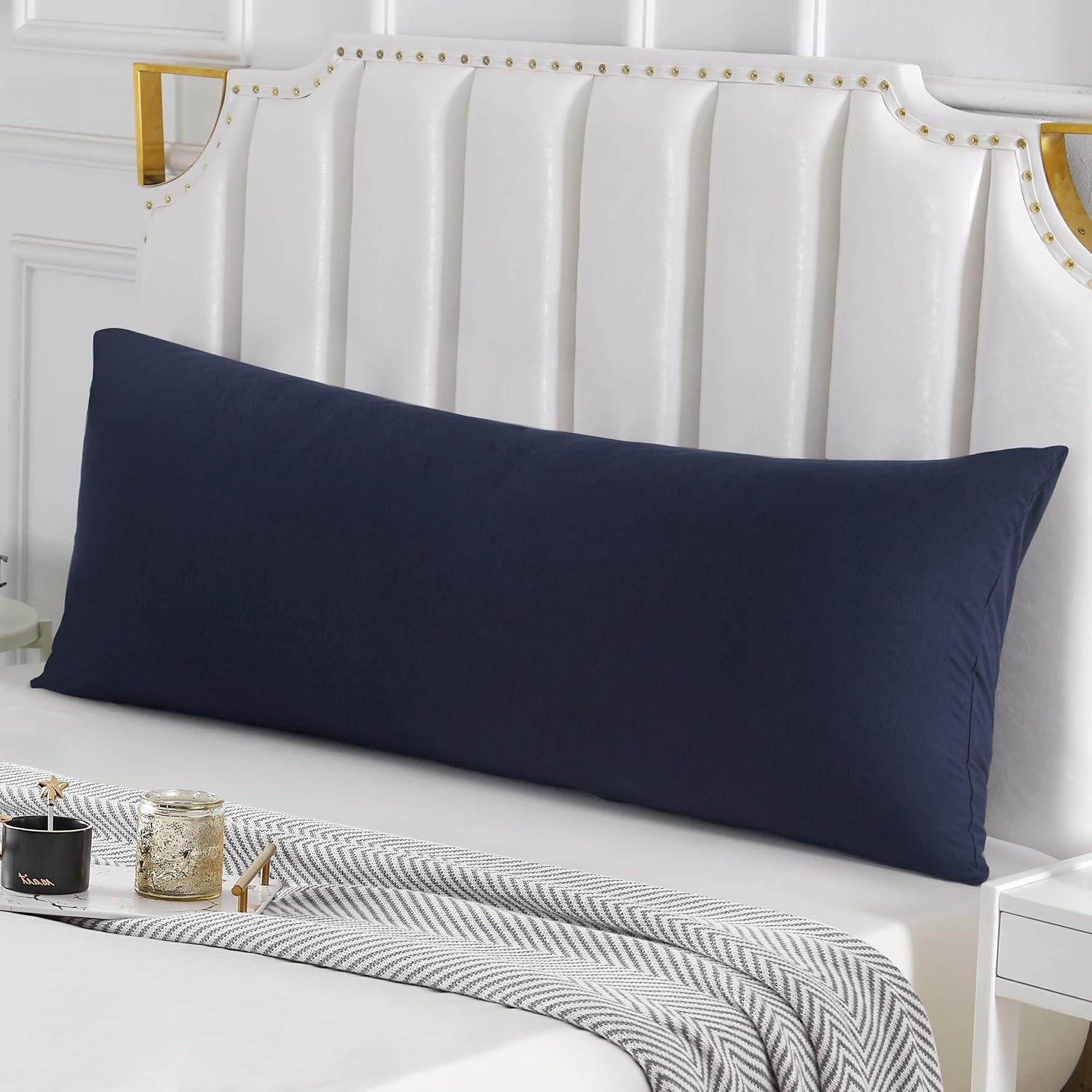 Funda de Almohada Corporal Oubonun 100% Algodón Azul Marino 53x137cm