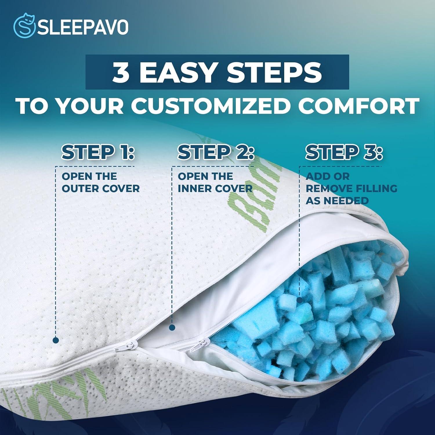 Juego de 2 almohadas ajustables Sleepavo queen enfriadoras