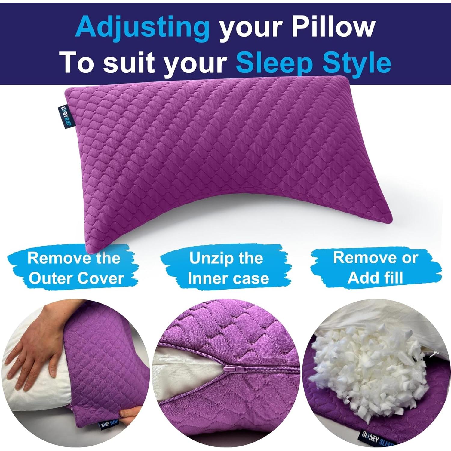 Almohada King Sidney Sleep Curvada Ajustable Magenta