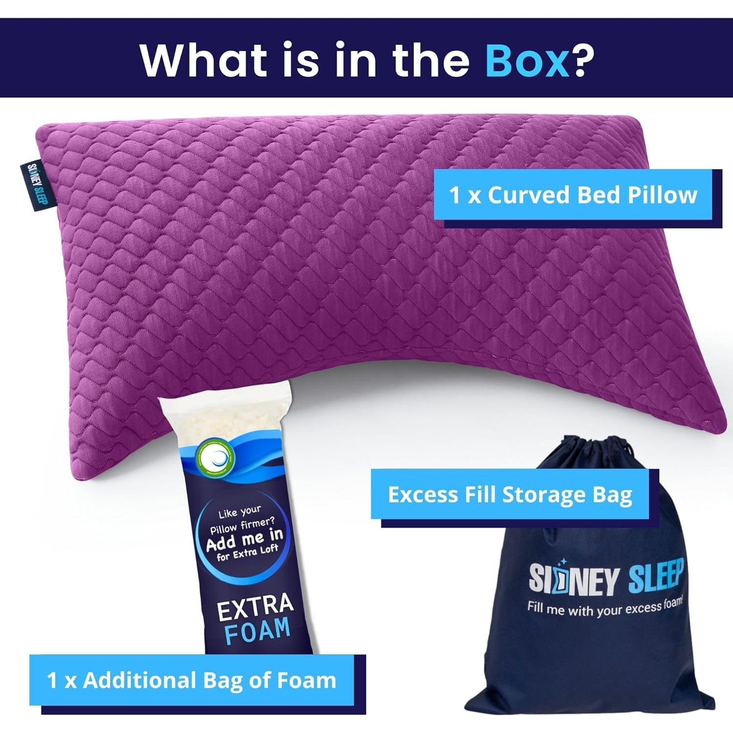 Almohada King Sidney Sleep Curvada Ajustable Magenta