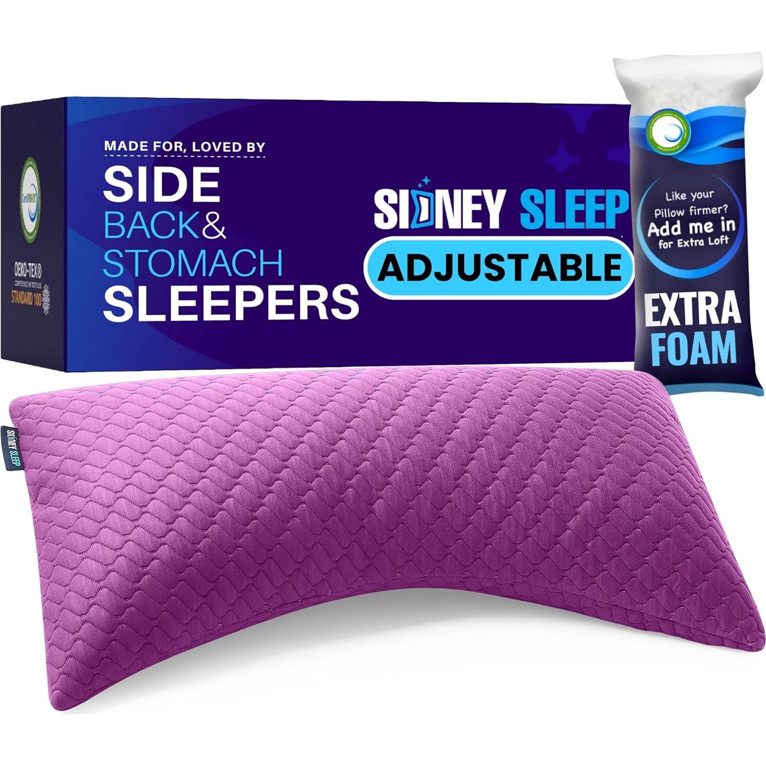 Almohada King Sidney Sleep Curvada Ajustable Magenta