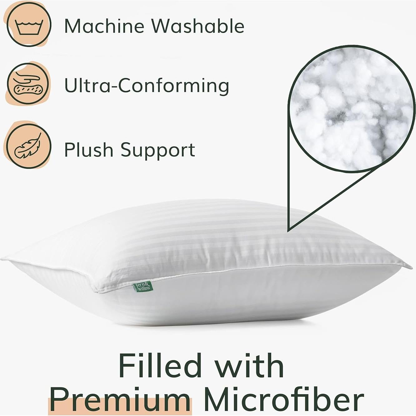 Almohadas Premium Fern y Willow - Juego de 2 - 91cm x 51cm - Suave y Fresca