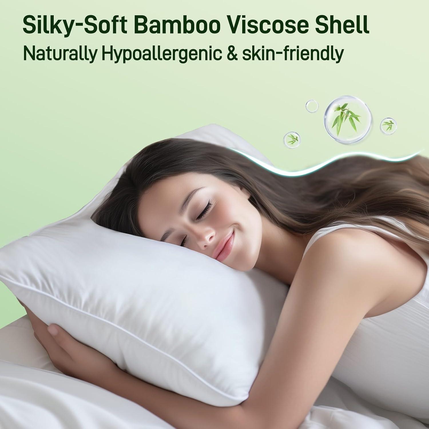 Juego de 2 Almohadas Queen Alkyonos Viscosa de Bambú Hipoalergénica