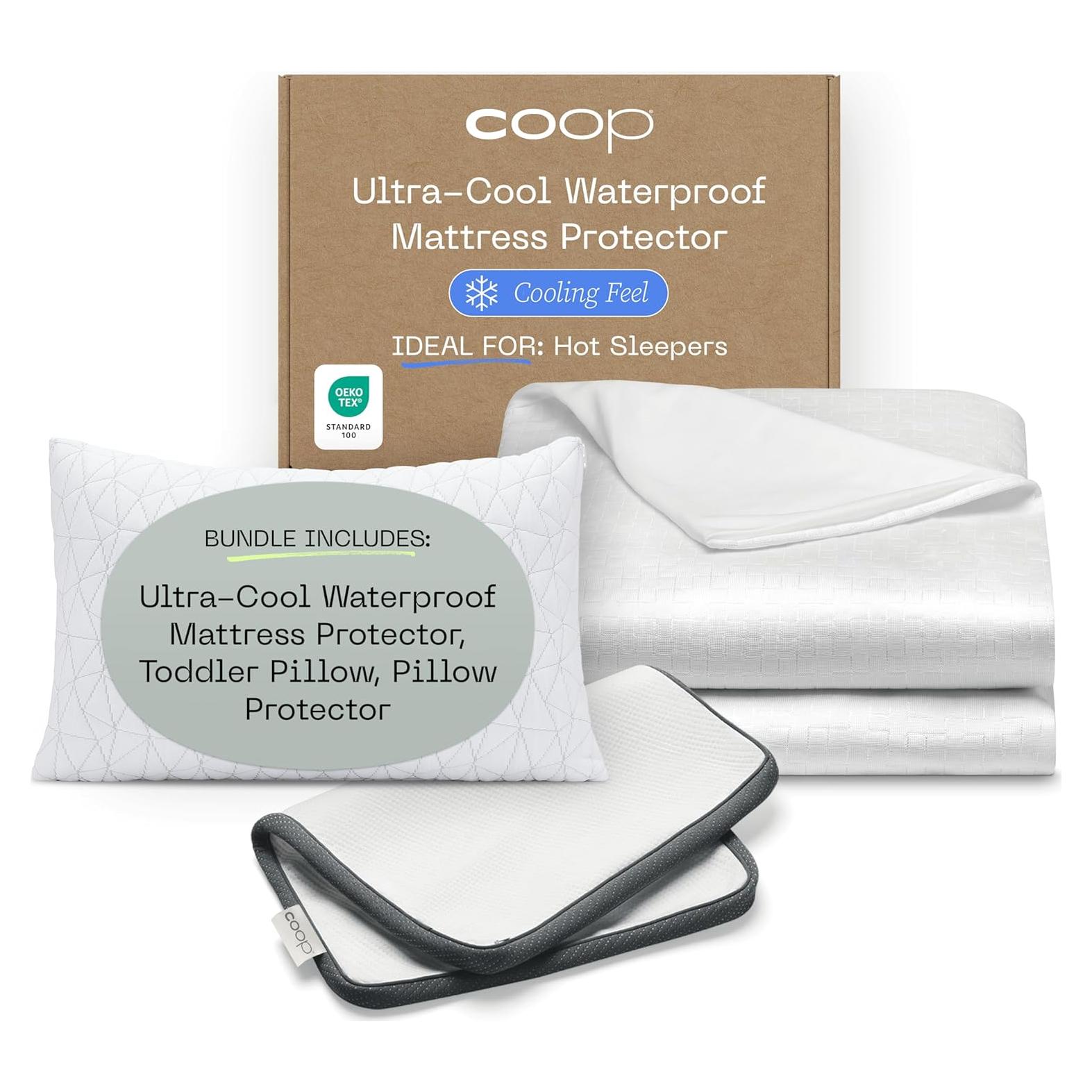 Paquete Esencial Sueño Niños: Protector Colchón Coop, Almohada